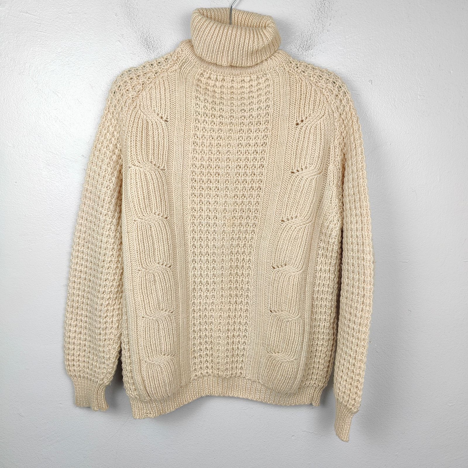 Other Vintage Handknit Fisherman Sweater Womens Large Beige Knit Size L / US 10 / IT 46 - 1 Thumbnail