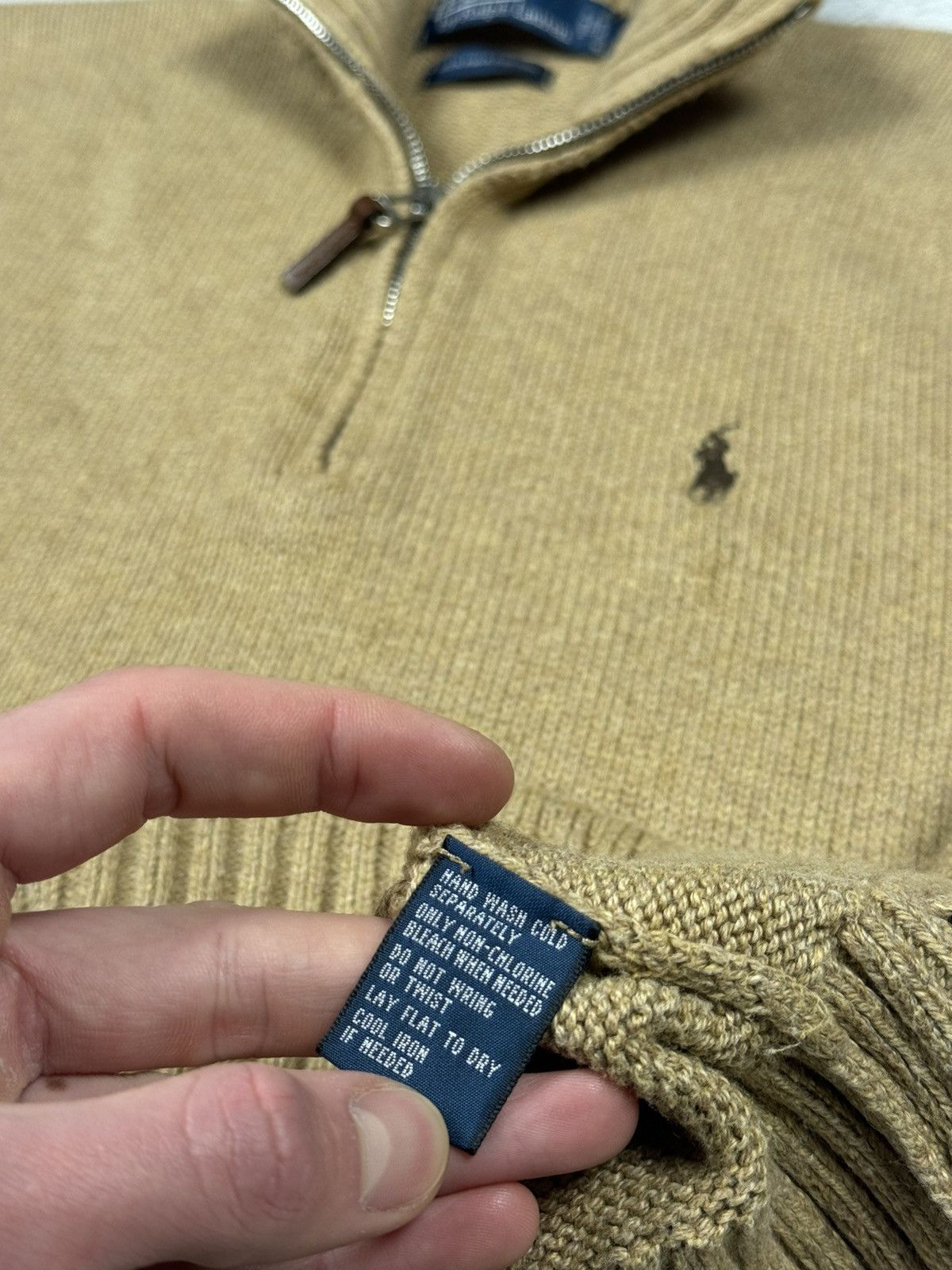 Polo Ralph Lauren Vintage Polo Ralph Lauren Y2K Beige Sweater 1/4 Zip Size L Size US L / EU 52-54 / 3 - 11 Thumbnail