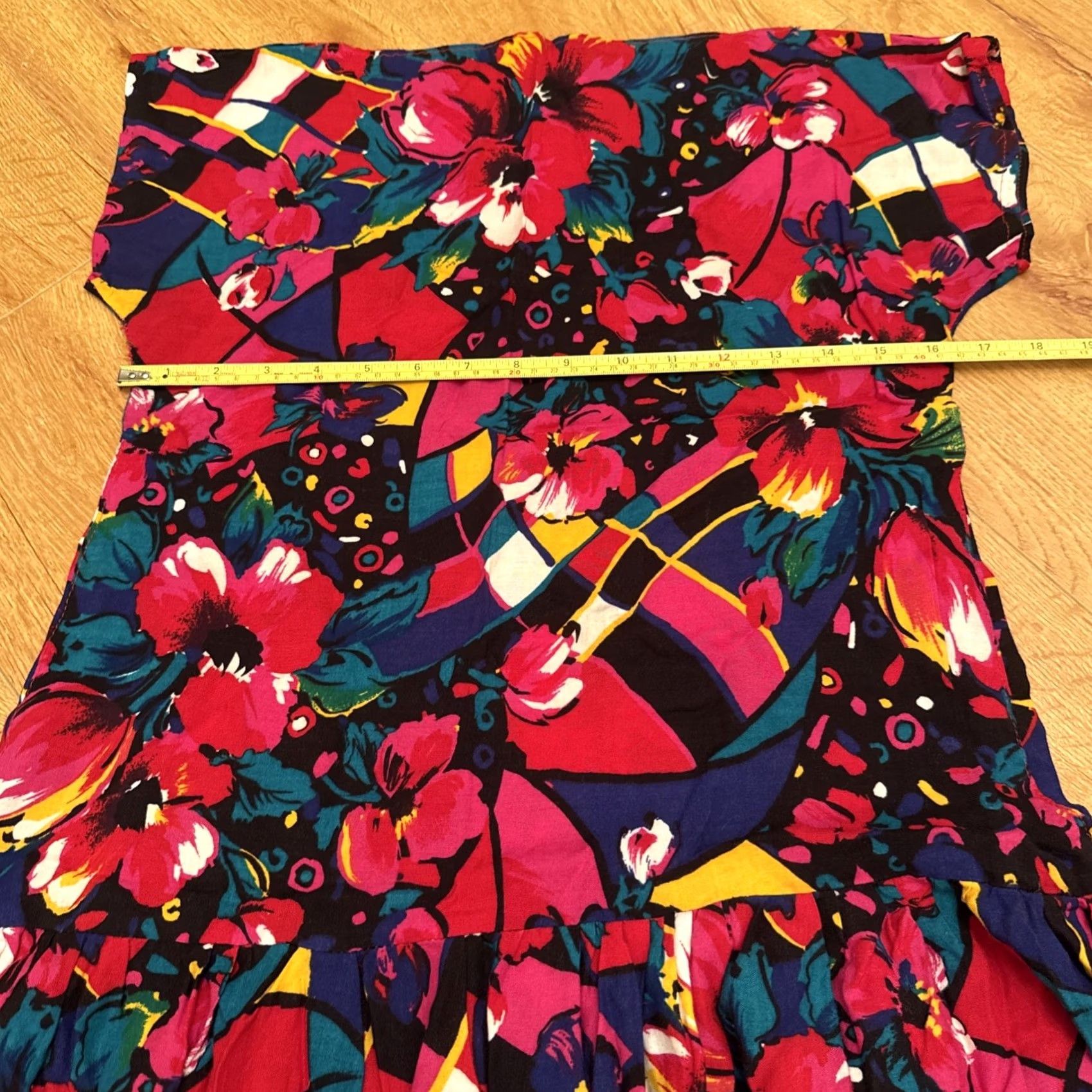 Pinko VINTAGE Handmade Bright Pink Floral Dress M Off The Shoulder Boho Hippie Tropical Romper Female Women Size M / US 6-8 / IT 42-44 - 4 Thumbnail