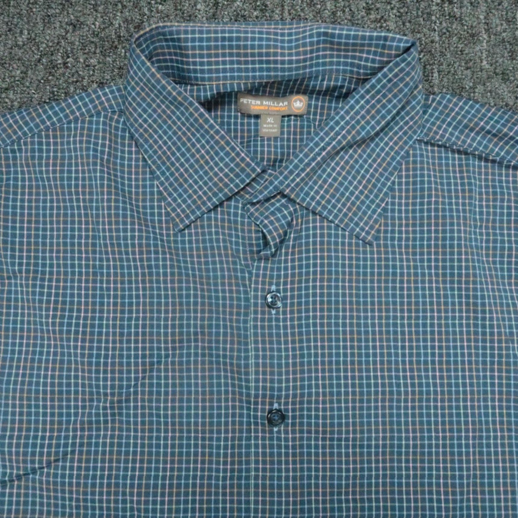 Peter Millar Peter Millar Shirt Men XL Extra Large Blue Check Long Sleeve Button Up Size US XL / EU 56 / 4 - 2 Thumbnail