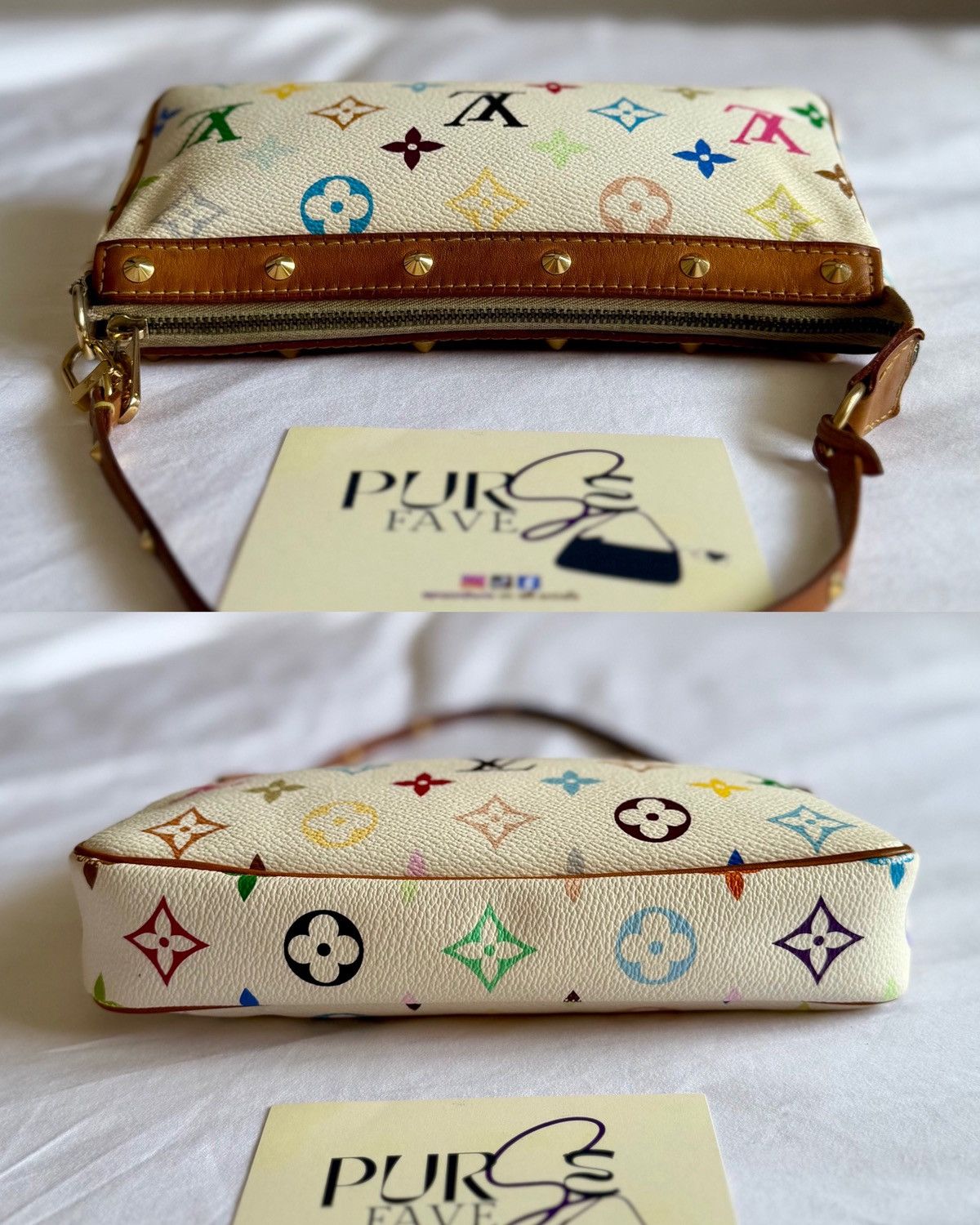 Louis Vuitton × Takashi Murakami Louis Vuitton Takashi Murakami White Multicolor Pochette Bag Size ONE SIZE - 11 Thumbnail