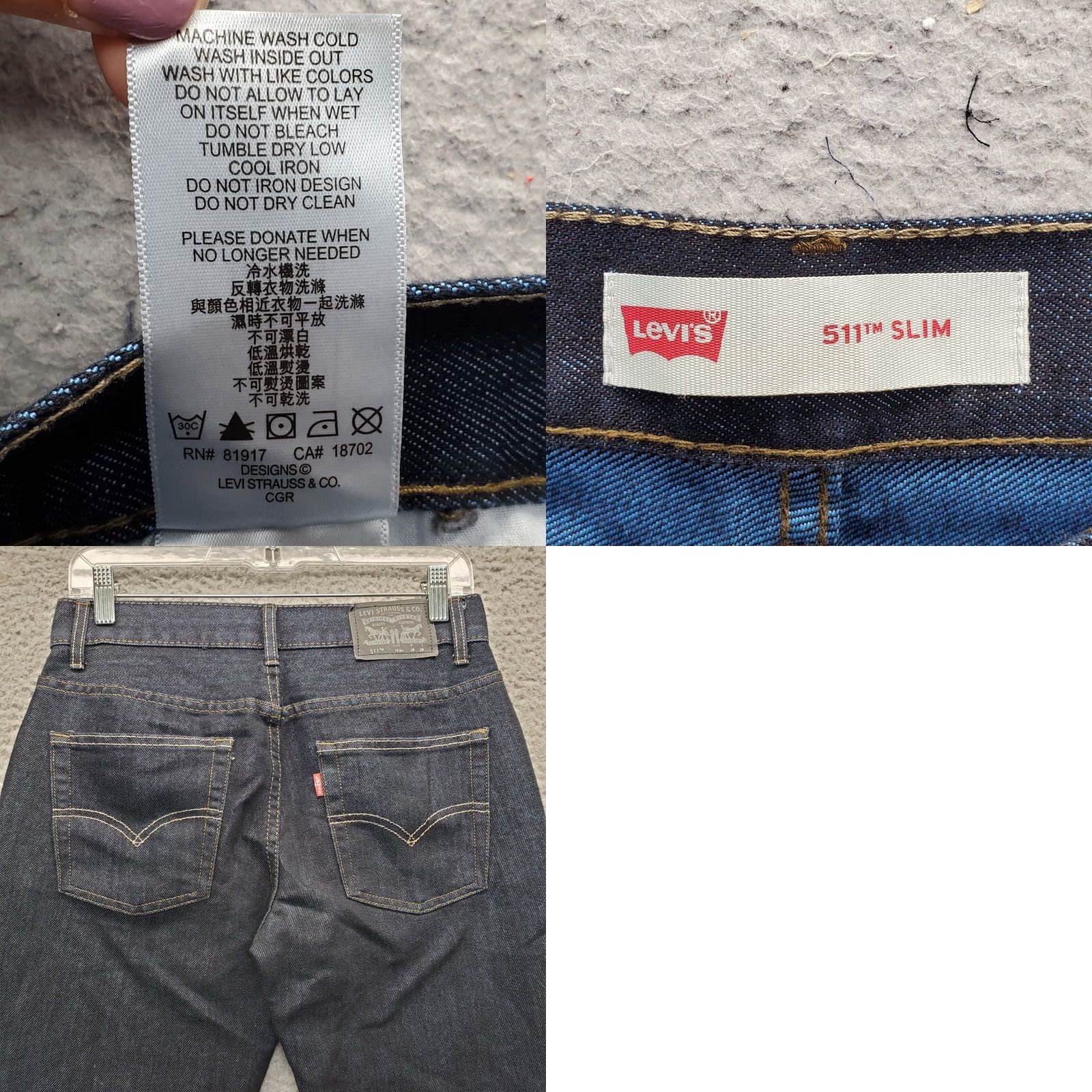 Levi's Levi's 511 Jeans Womens Size 16 Blue Denim Slim Straight Dark Wash Red Tab Jeans Size 38" / US 16 / IT 52 - 8 Thumbnail