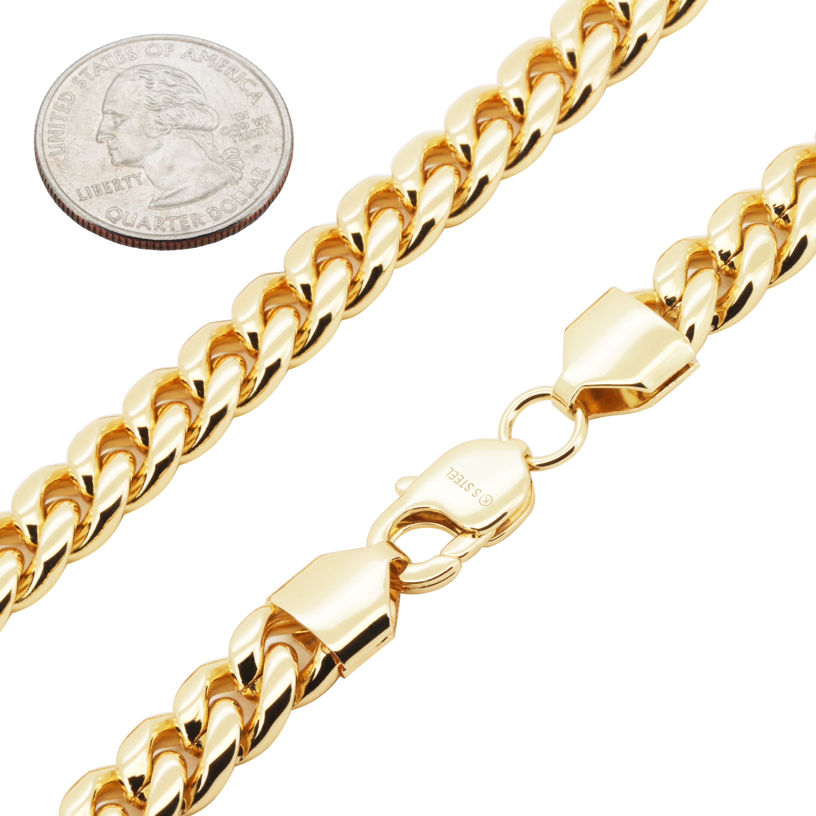 Other 316L SS 14k GP 10mm Cuban Link Bracelet 8.5” Size ONE SIZE - 2 Thumbnail