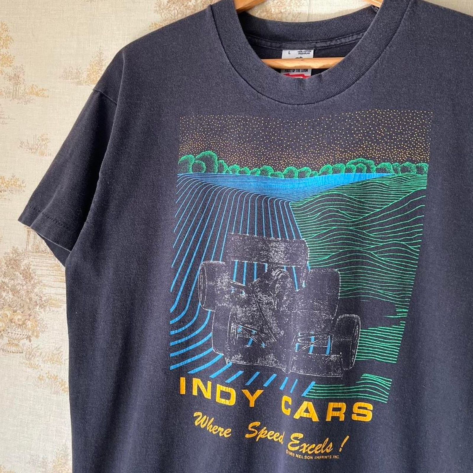 Fruit Of The Loom 1988 Indy Cars Wireframe T-Shirt | Synthwave Racing | L Size US L / EU 52-54 / 3 - 2 Thumbnail