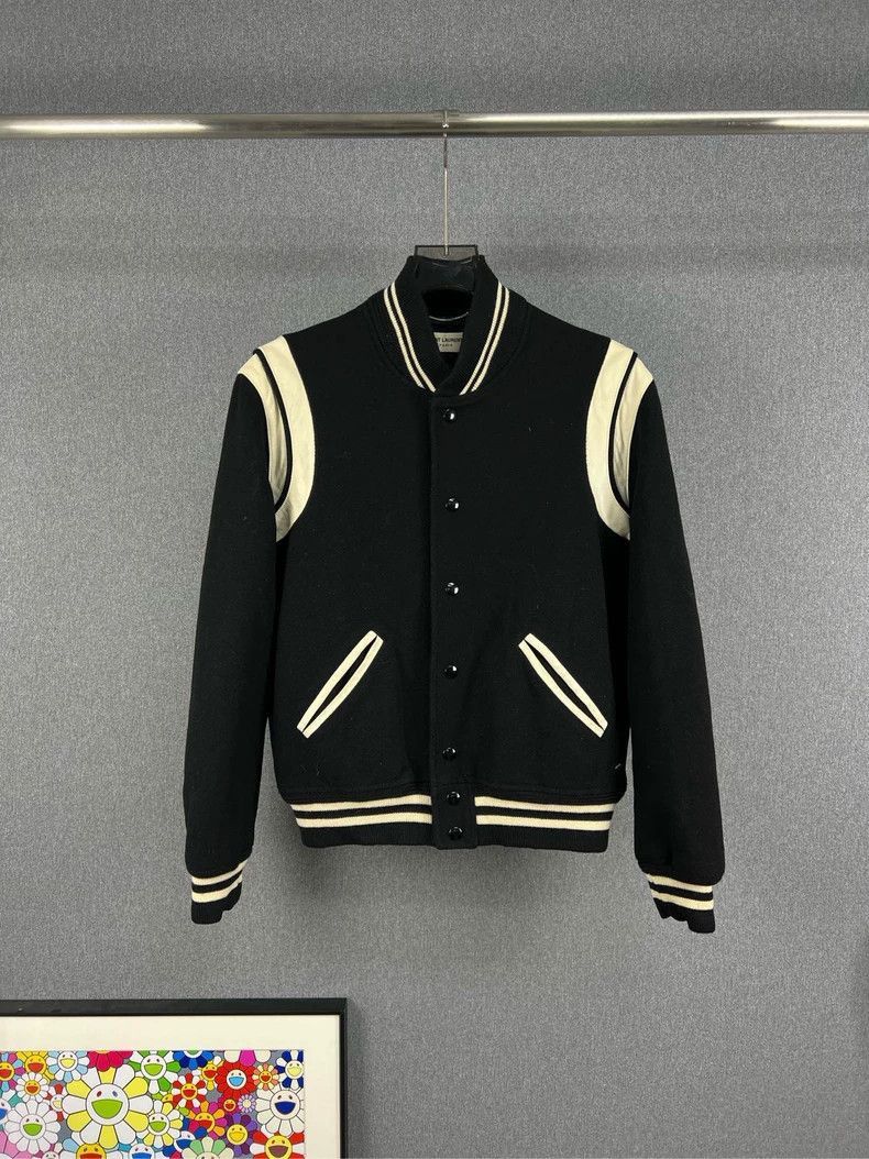 Saint Laurent Paris Saint Laurent Black White Varsity Jacket
