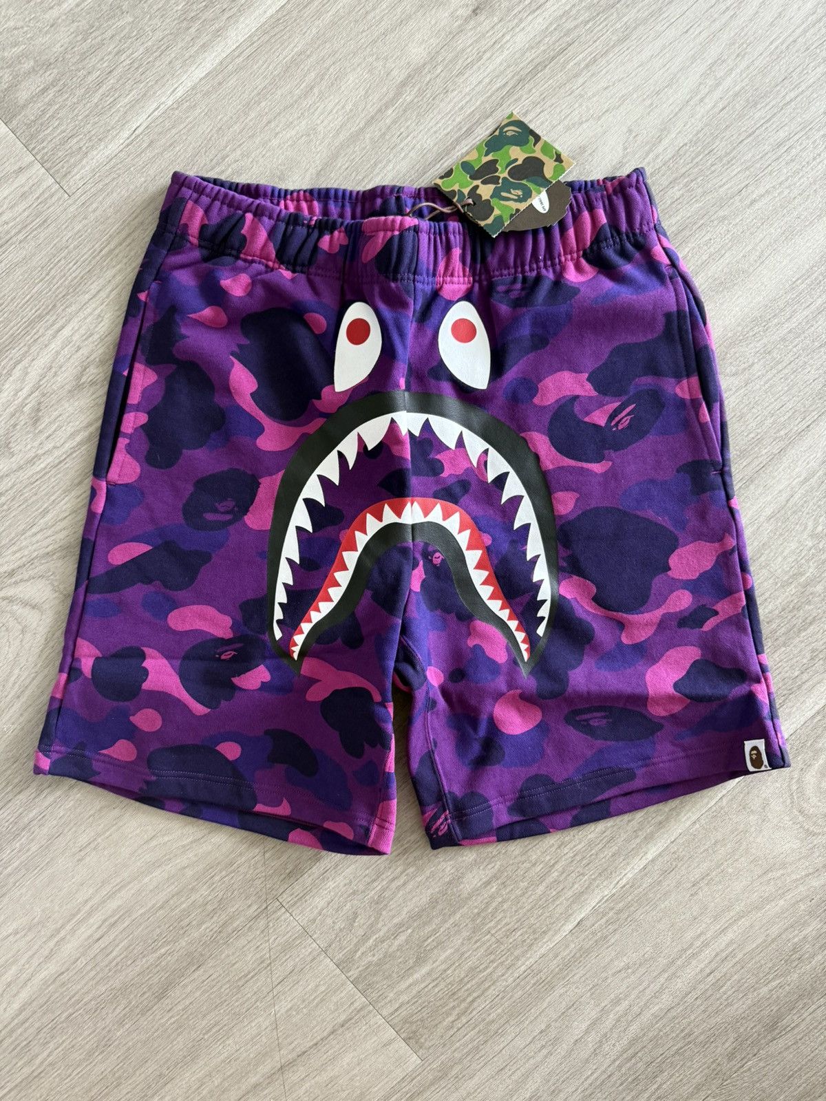 Bape purple camo shark shorts
