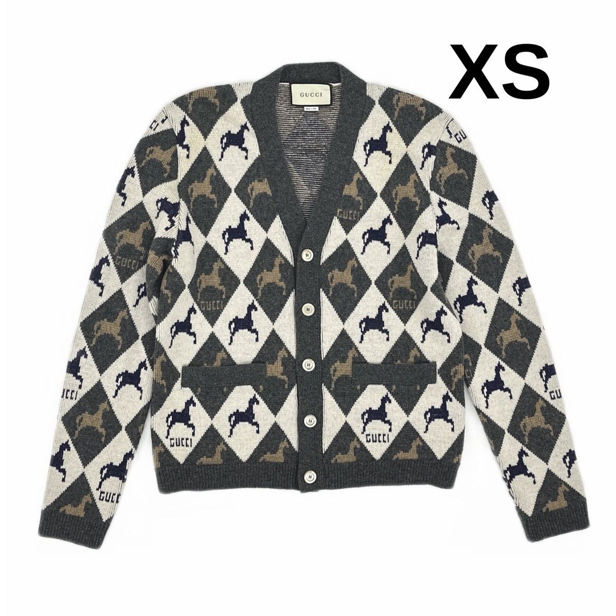 Gucci Gucci Intarsia Horse and Logo wool knit cardigan Size US XS / EU 42 / 0 - 1 Thumbnail