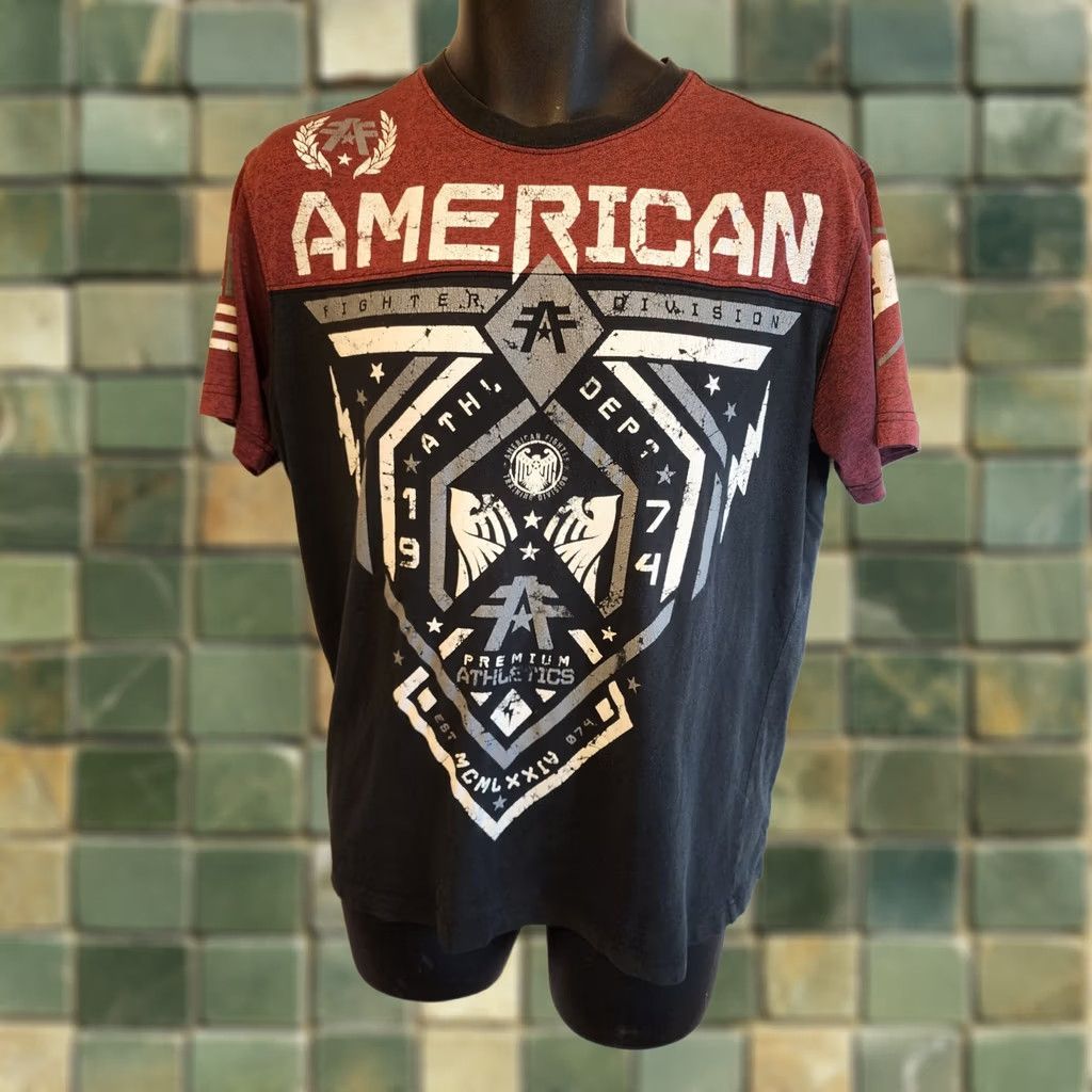 Vintage VINTAGE American Fighter Shirt Mens M Red Men Size Big Logo Double Sided Short Sleeve Size US M / EU 48-50 / 2 - 1 Thumbnail