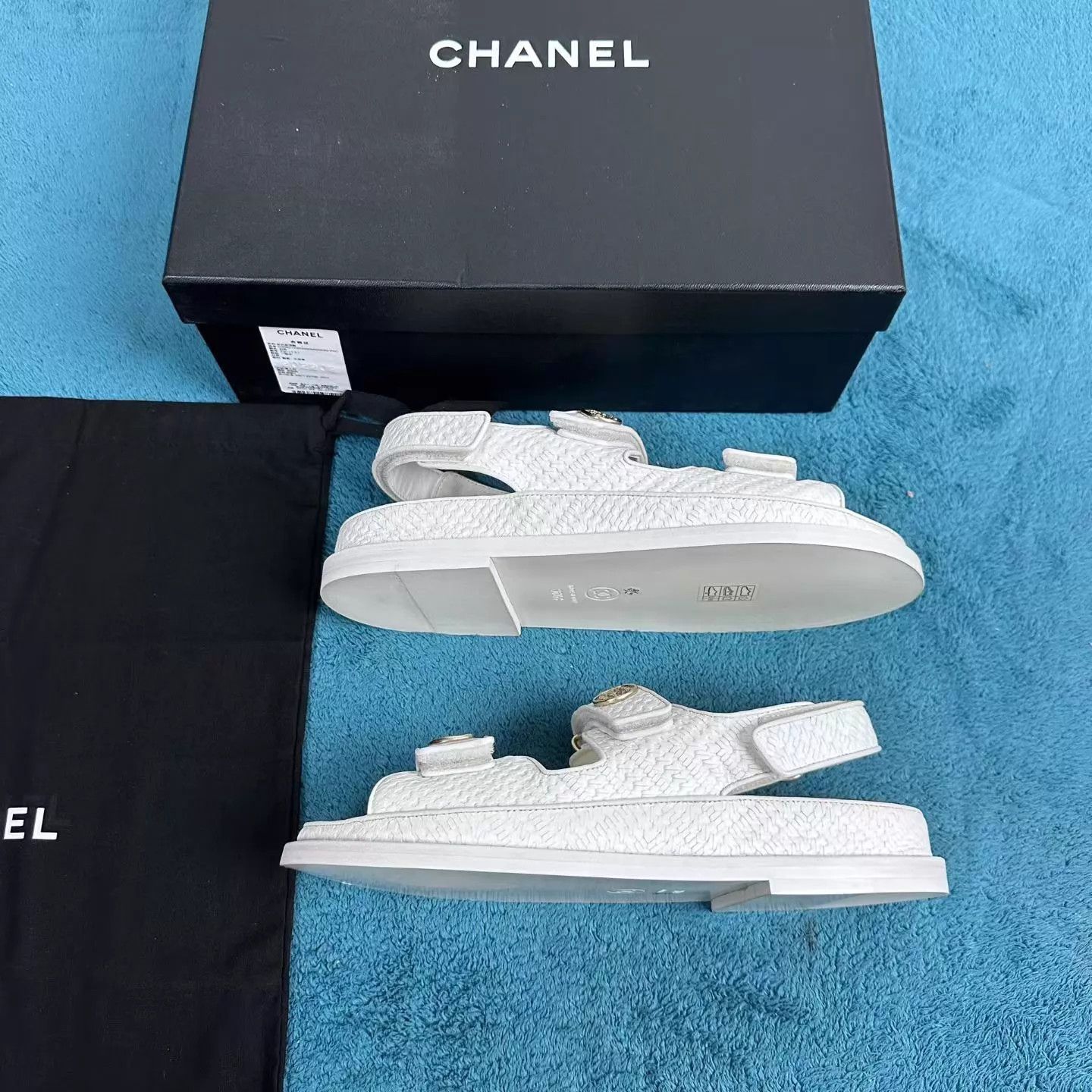 Chanel Chanel Women's Coin Velcro Sandal White 36.5 Size US 6 / IT 36 - 2 Thumbnail