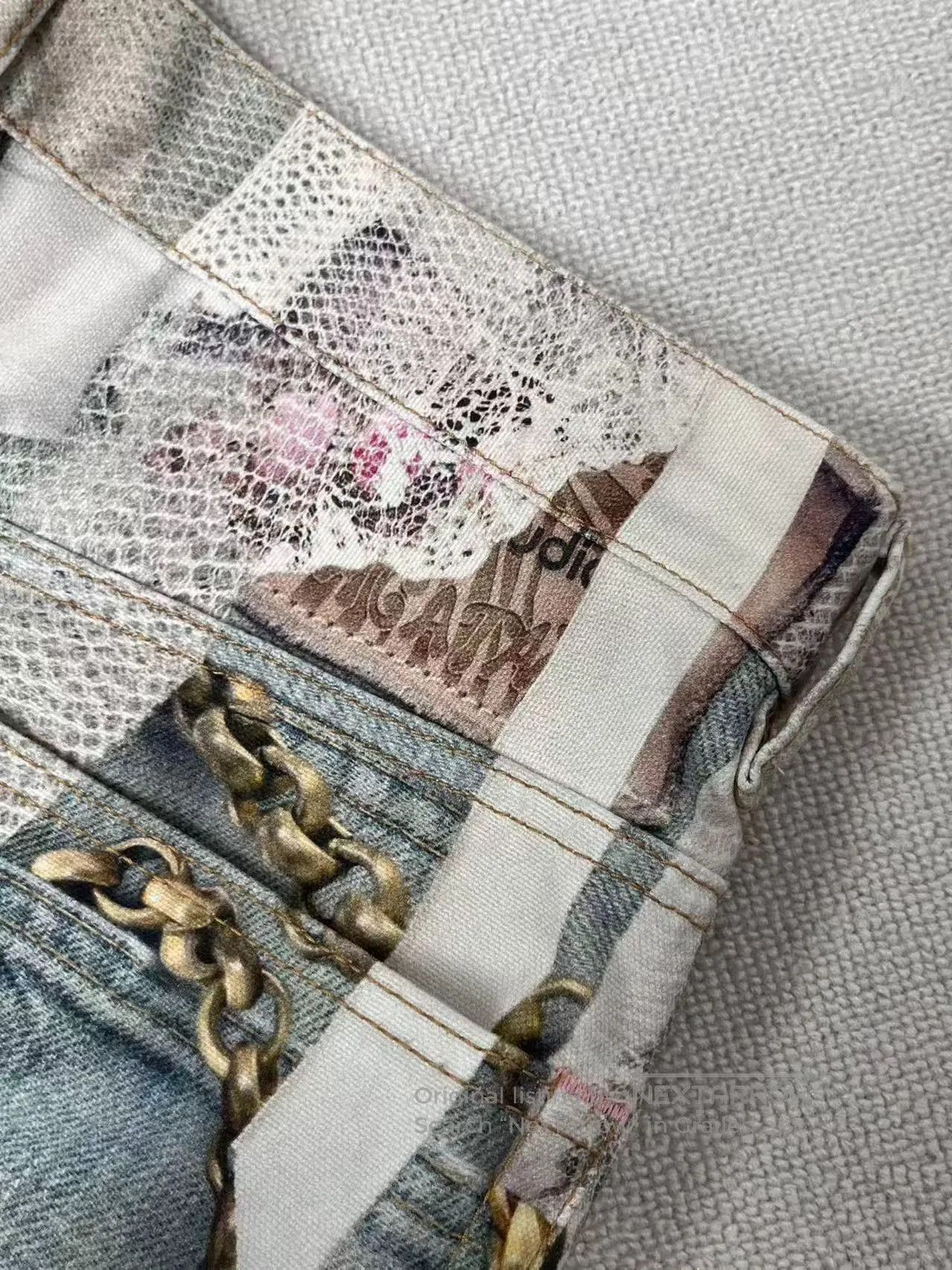 Acne Studios Acne Studios Denim Shorts w/ 3D Print & Pearl Chain. Size 41" - 3 Thumbnail