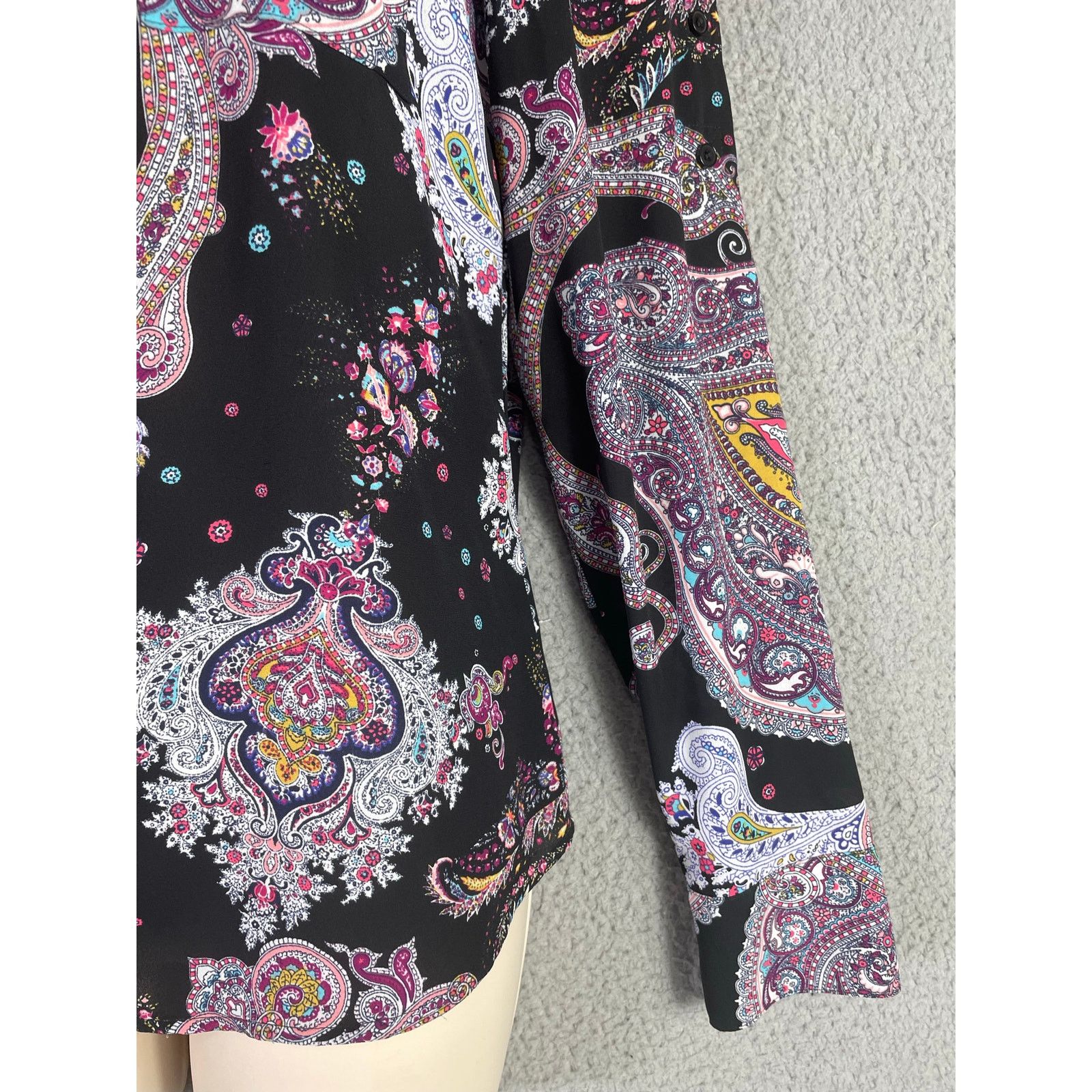 Express Express Women’s Paisley Button Down Shirt XS Boho Blouse Size XS / US 0-2 / IT 36-38 - 9 Thumbnail
