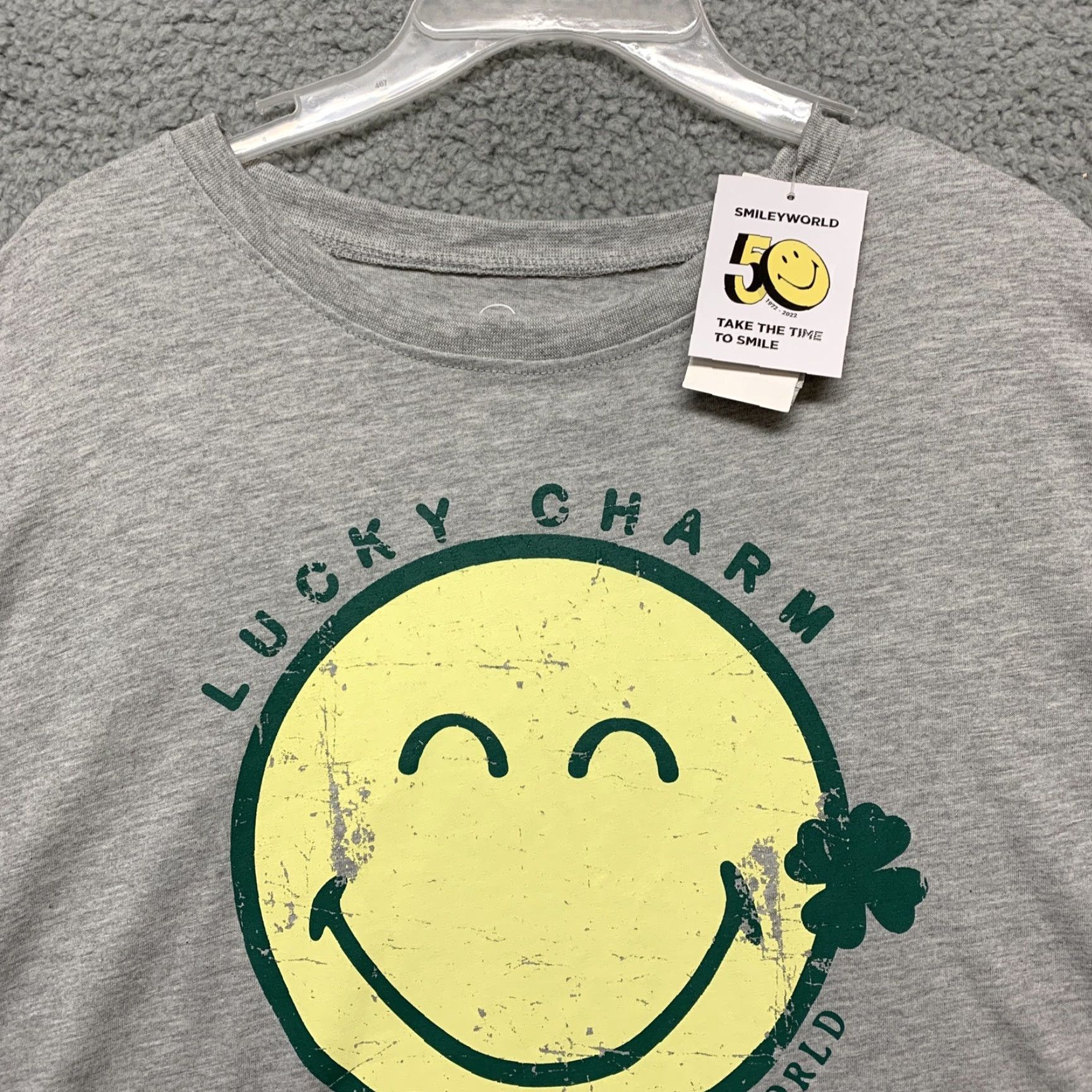 Vintage Smiley World T-Shirt St. Patrick's/Irish Lucky Charms Graphic Gray Size L/XL Size US L / EU 52-54 / 3 - 2 Thumbnail