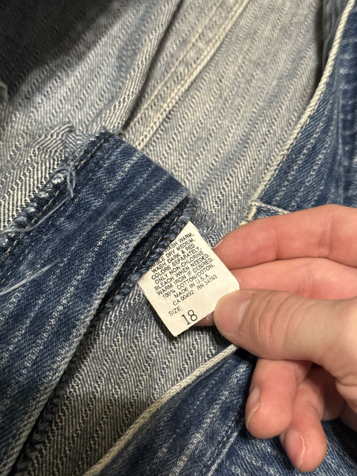 Lee Vintage 80s Lee Railroad Pinstripe 32x34 High Waisted Jeans Size 40" / US 18 - 4 Thumbnail