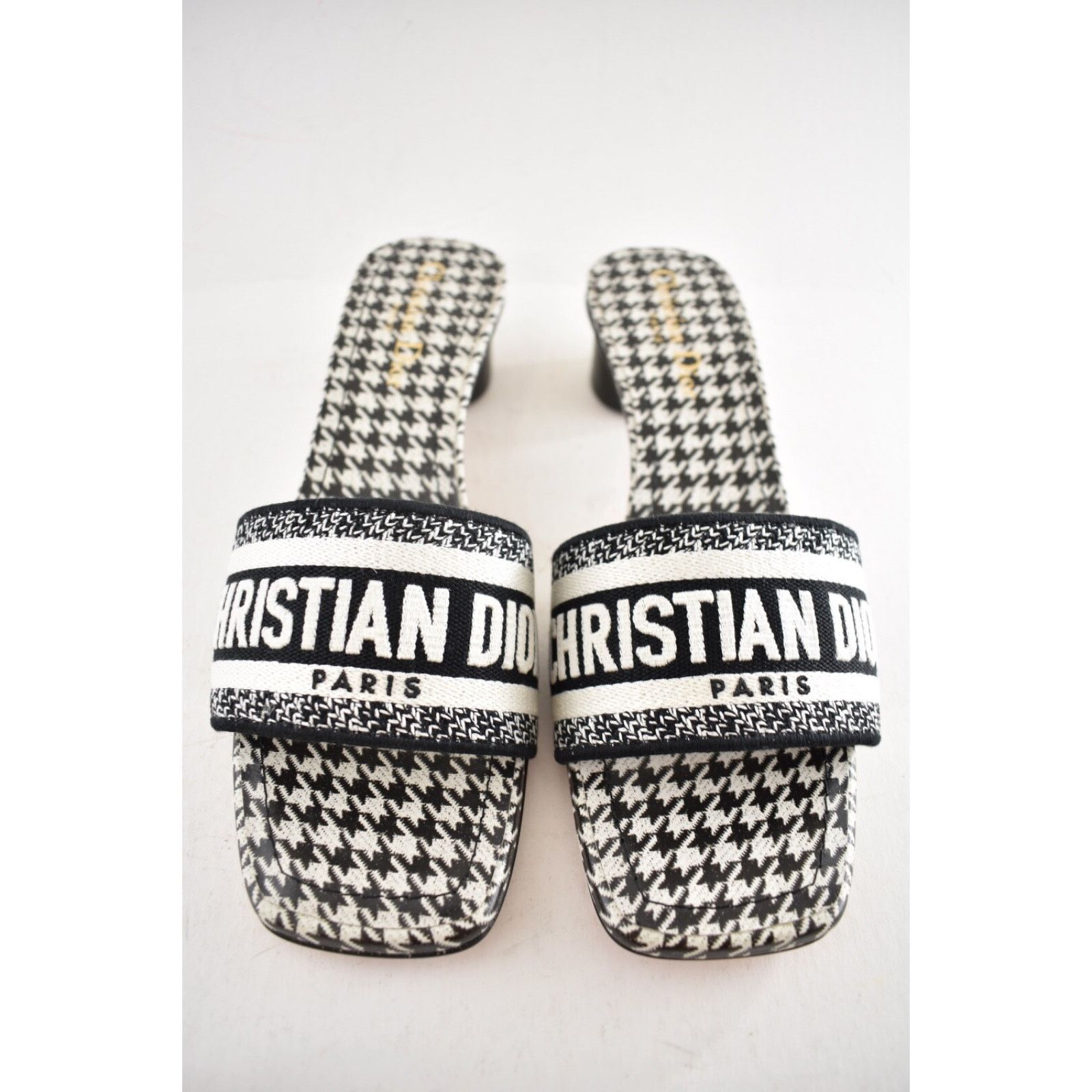 Dior Christian Dior Dway Heeled Slide Black White Houndstooth Size US 8 / IT 38 - 8 Thumbnail