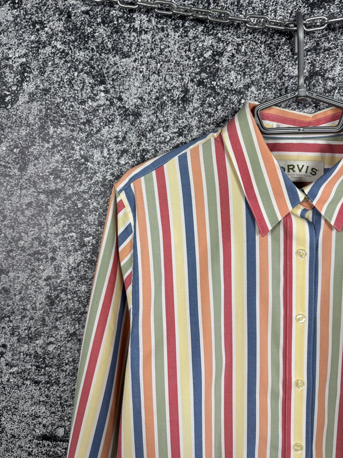 Orvis Orvis Long Sleeve Striped Shirt Button Up Wrinkle Free Size XL / US 12-14 / IT 48-50 - 3 Thumbnail