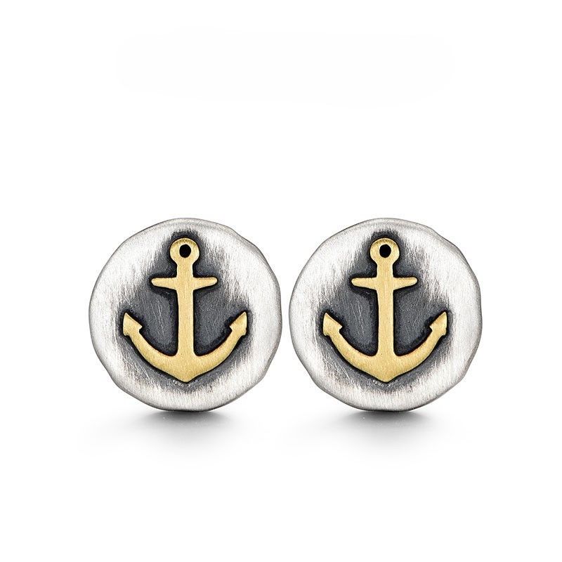 Jewelry Sailor ship anchor Dark Earrings One Pairs Chrome Jewelry Size ONE SIZE - 4 Thumbnail