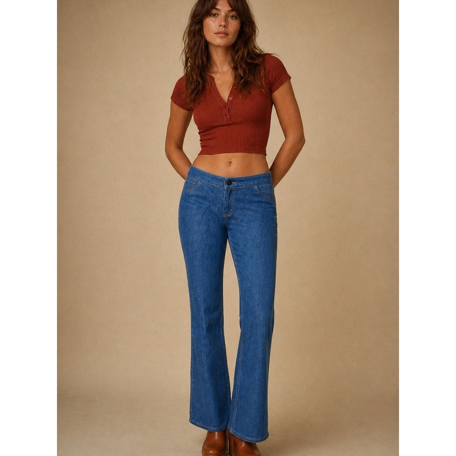 Vintage Vintage 70s Jeans with Striped Back Pocket Detail Size 34" / US 12 / IT 48 - 3 Thumbnail