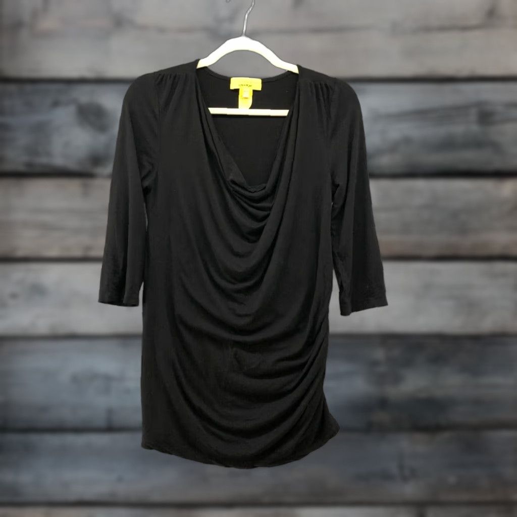 Vintage VINTAGE Catherine Malandrino Maternity T-Shirt Black Womens M 3/4 Sleeve Classic Drape Front Size M / US 6-8 / IT 42-44 - 1 Thumbnail