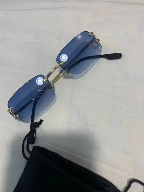 Electric Visual Blue Lence Retro Rectangular Rimles Sunglasess Size ONE SIZE - 3 Thumbnail