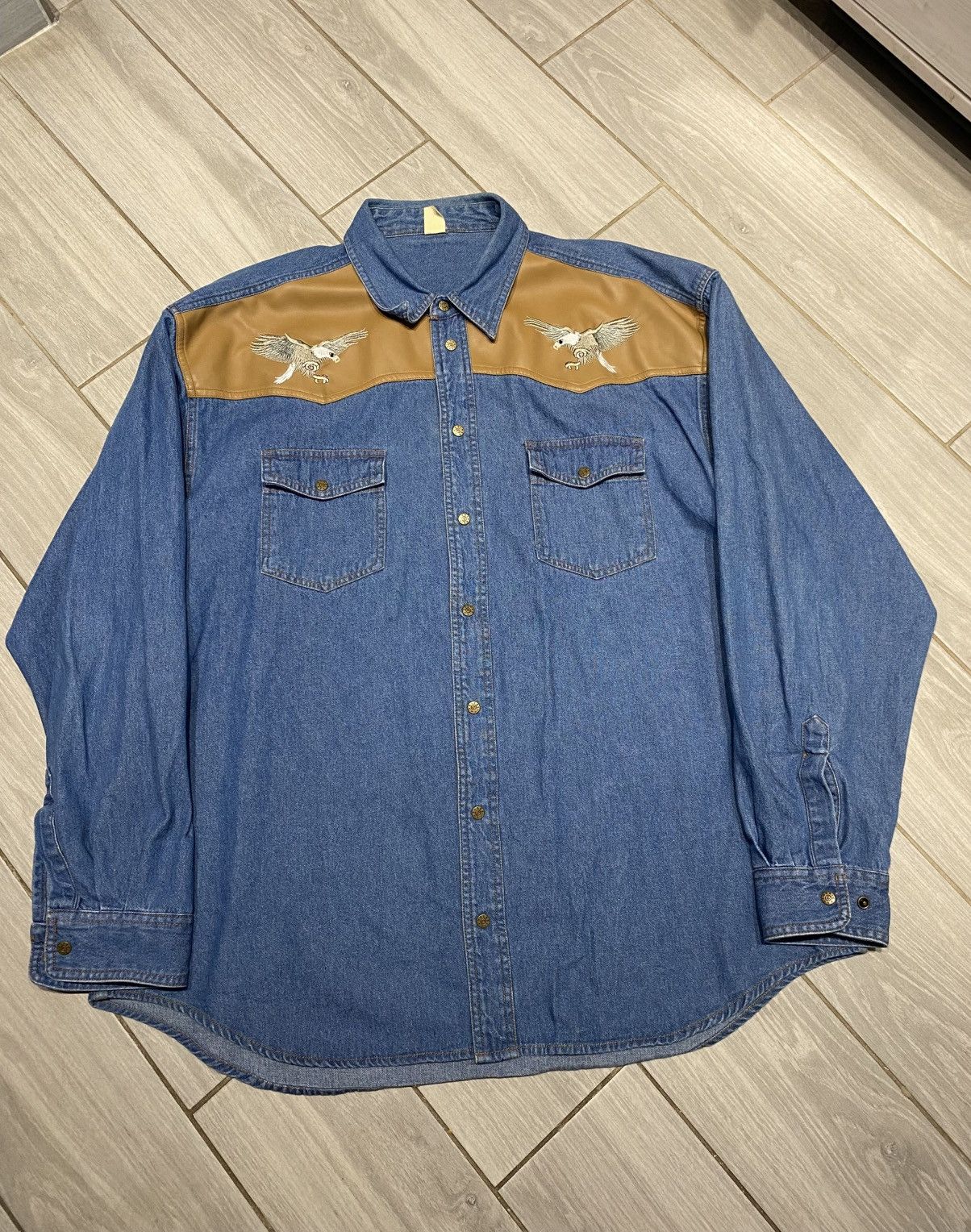 Japanese Brand Vintage 90s Western Cowboy Button up shirt Jeans Denim Japan Size US L / EU 52-54 / 3 - 1 Thumbnail