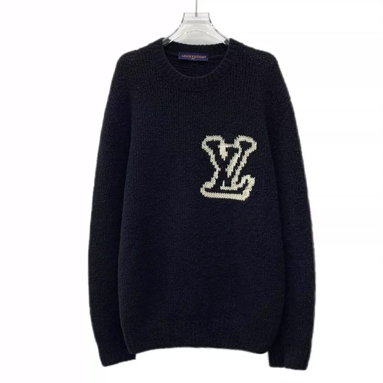 Louis Vuitton Louis Vuitton Black logo intarsia wool-cashmere crewneck s Size US M / EU 48-50 / 2 - 1 Thumbnail