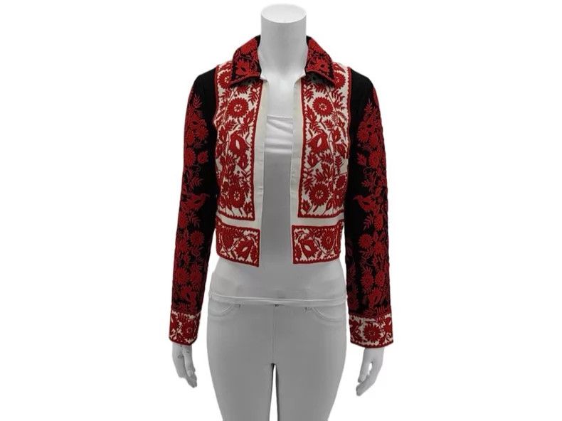 Valentino Valentino Red embroidered short coat Size S / US 4 / IT 40 - 1 Thumbnail