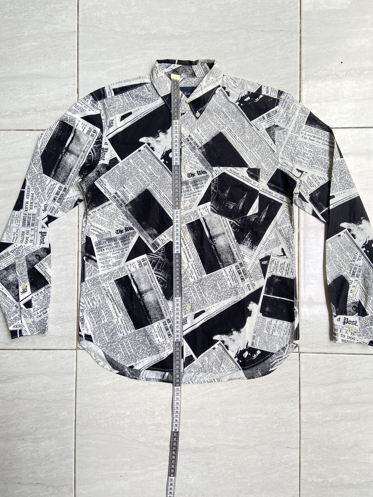Japanese Brand COLLECTIVE Newspaper Printed Patterned Shirt Size US S / EU 44-46 / 1 - 7 Thumbnail