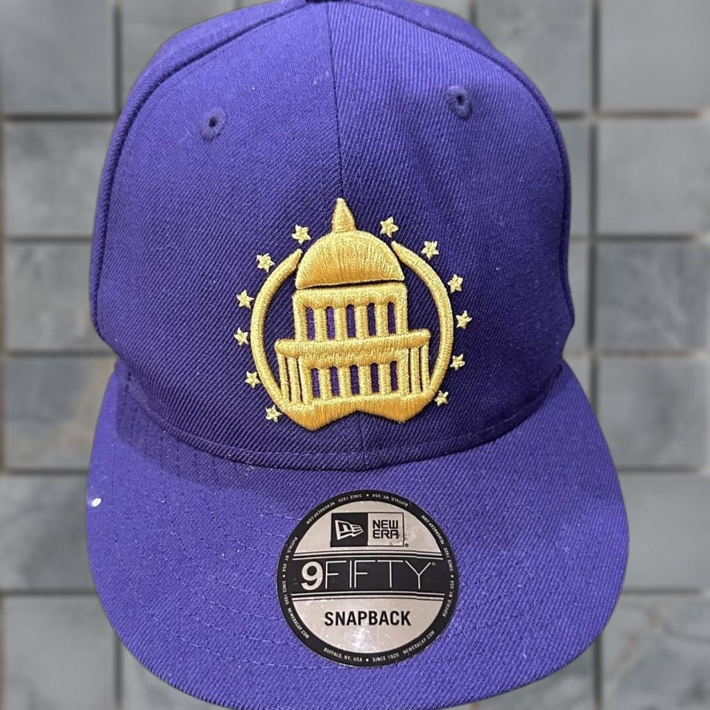 New Era VINTAGE Capital Agenda Cap Snap Back Wool Hat Men New Era 9FIFTY Purple Gold Embroidered Adjustable 9FIFTY Mens Cap Size ONE SIZE - 1 Thumbnail