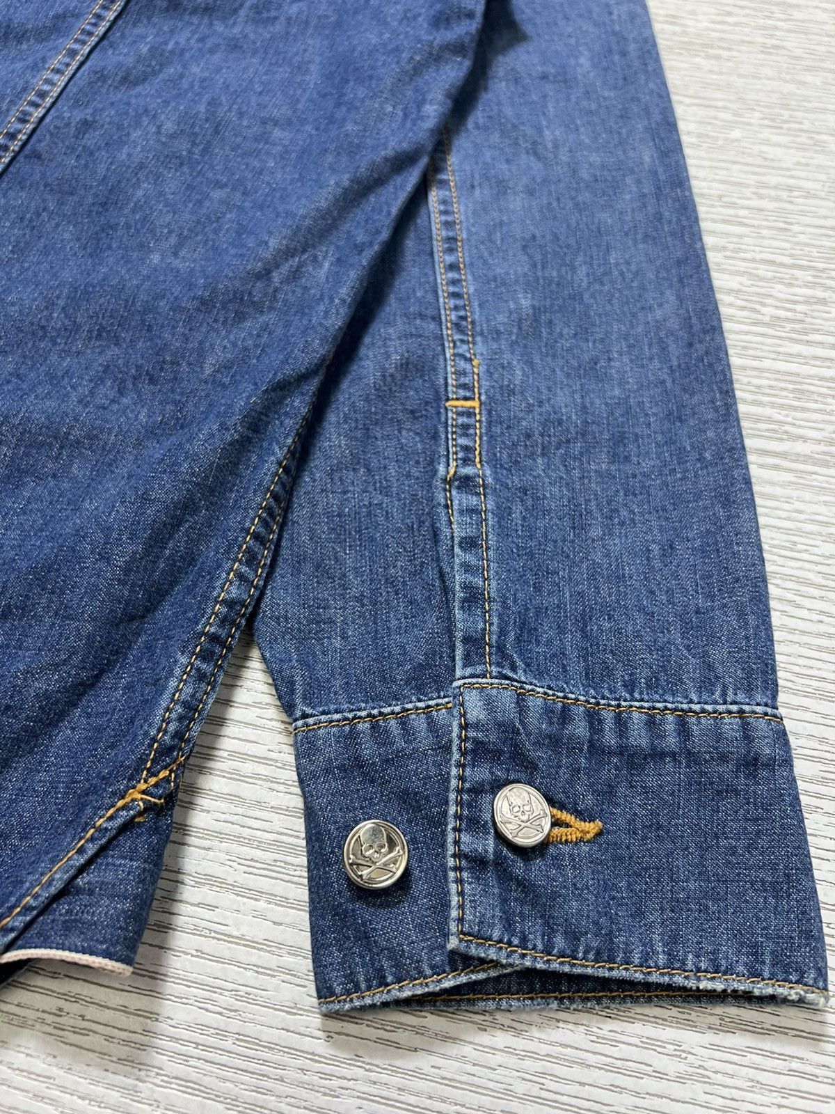 Mastermind World Mastermind World Dyed Logo Lightweight Denim Shirt Size US XS / EU 42 / 0 - 18 Thumbnail