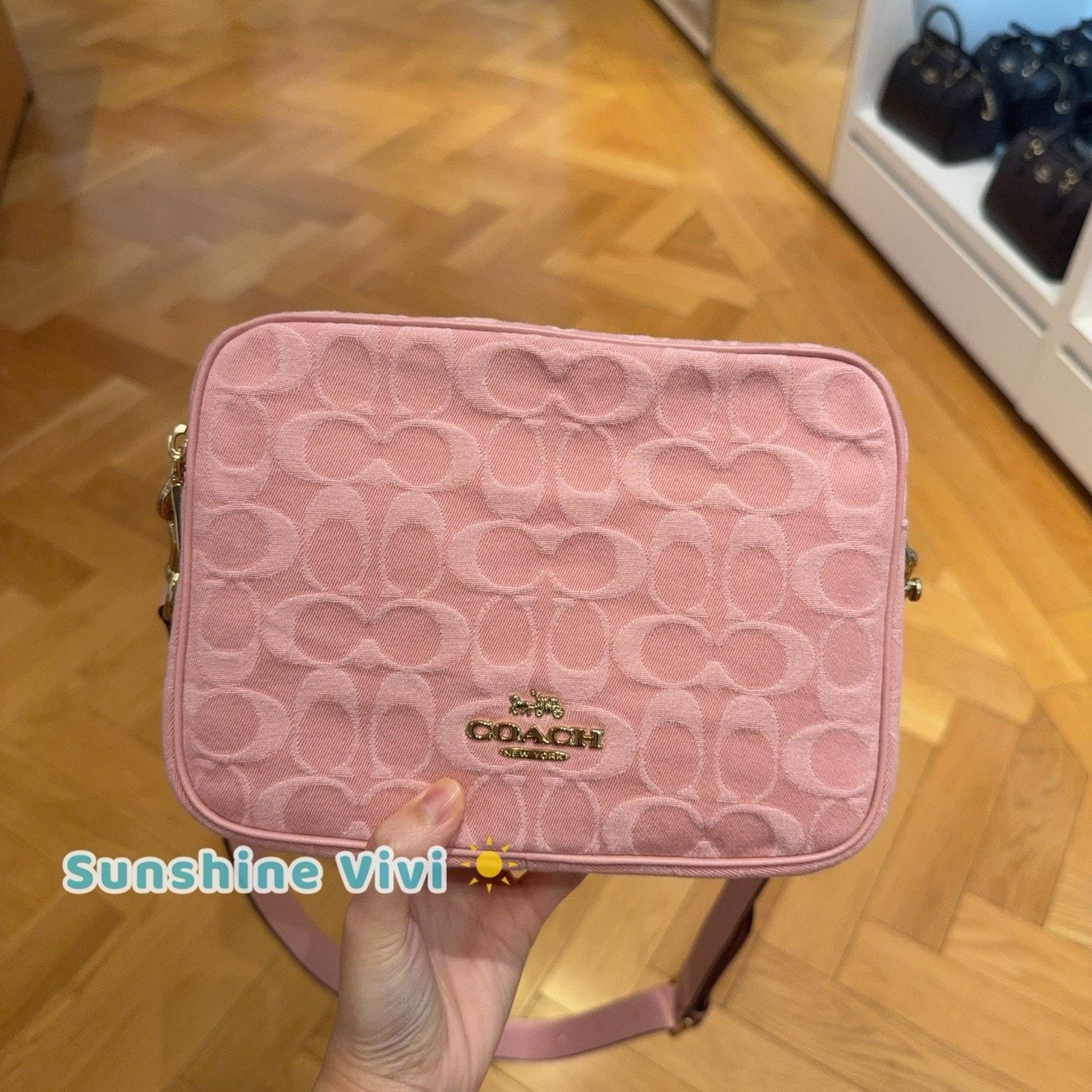 Coach NWT Coach Carey Crossbody Bag Signature Denim CER69 Pink Size ONE SIZE - 1 Thumbnail
