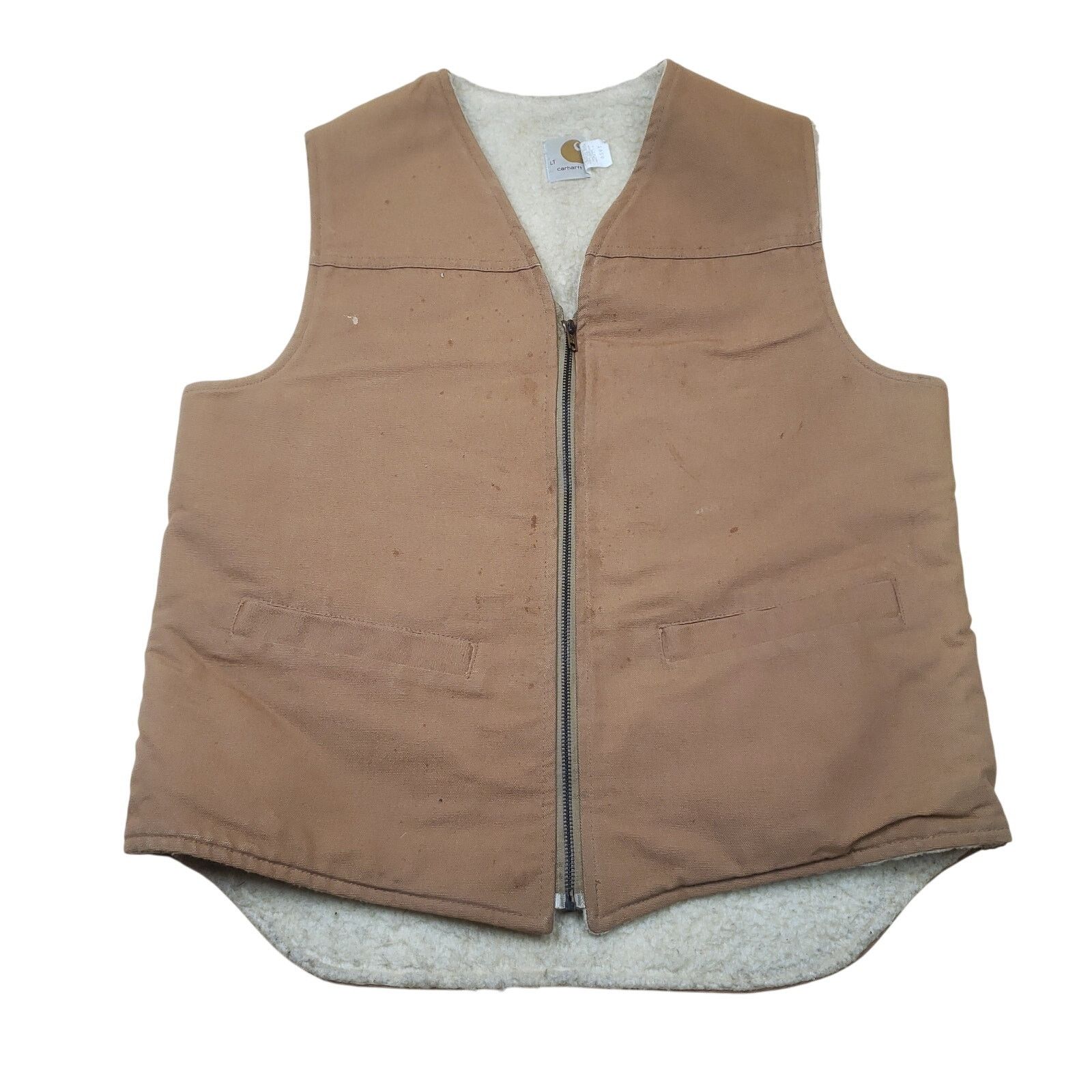 Carhartt Vintage 90s Carhartt Vest Fur Sherpa Distressed XL USA LT Size US L / EU 52-54 / 3 - 1 Thumbnail