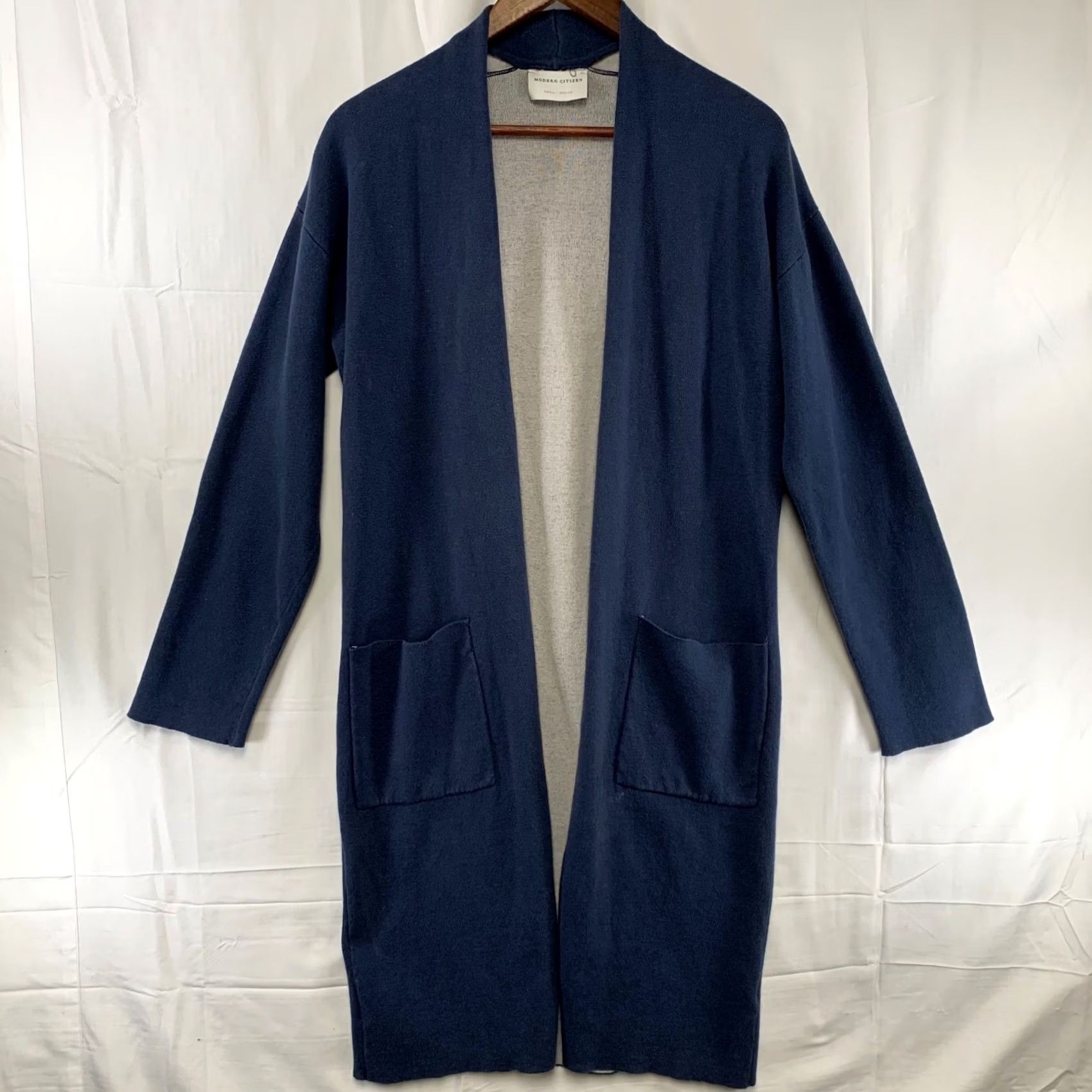 Citizen Modern Citizen Sweater Womens S Cardigan Navy Longline Open Front Knit Size S / US 4 / IT 40 - 2 Thumbnail