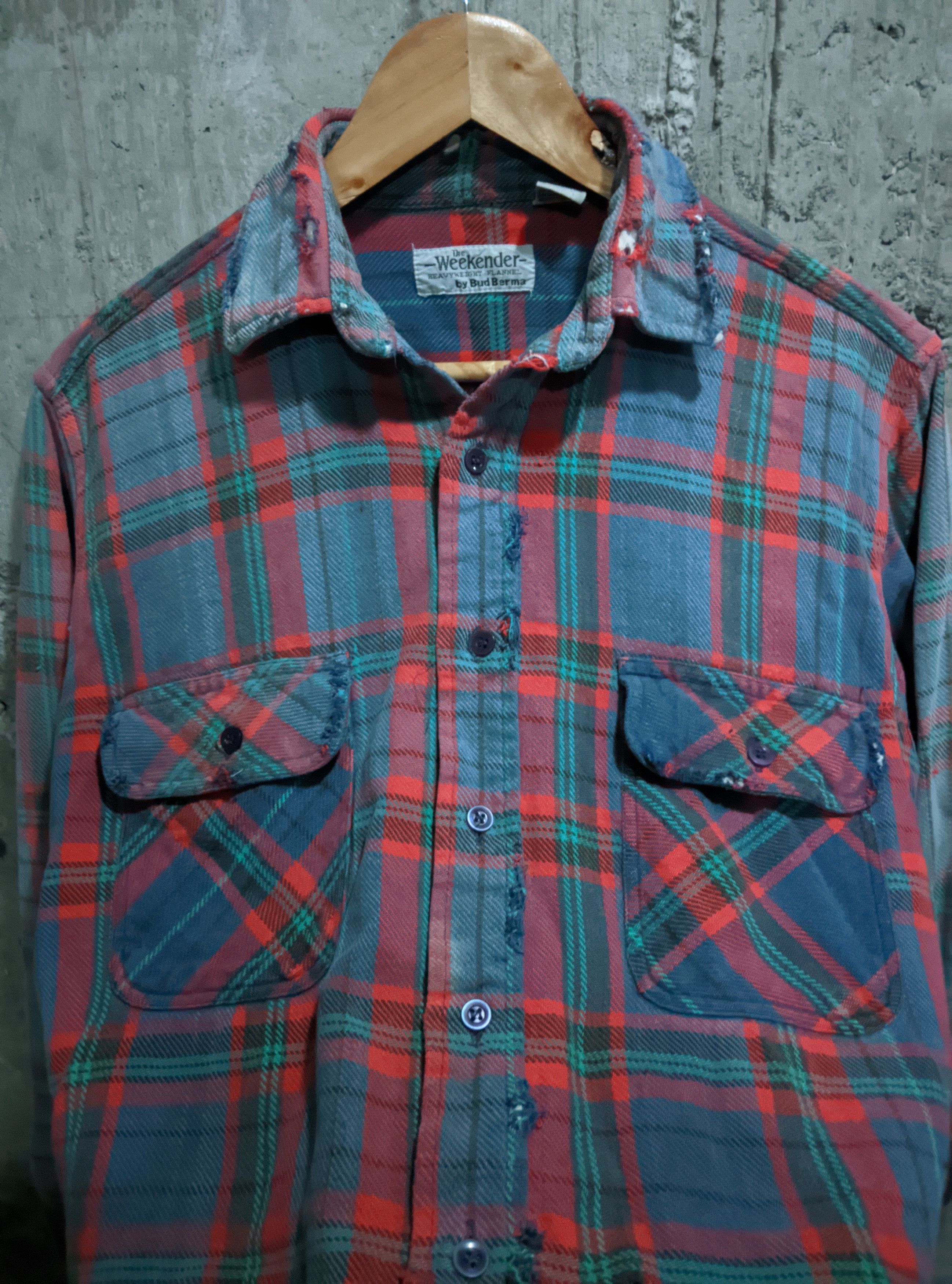 Vintage Vintage 70s thrashed flannel distressed sun faded erd Size US M / EU 48-50 / 2 - 4 Thumbnail