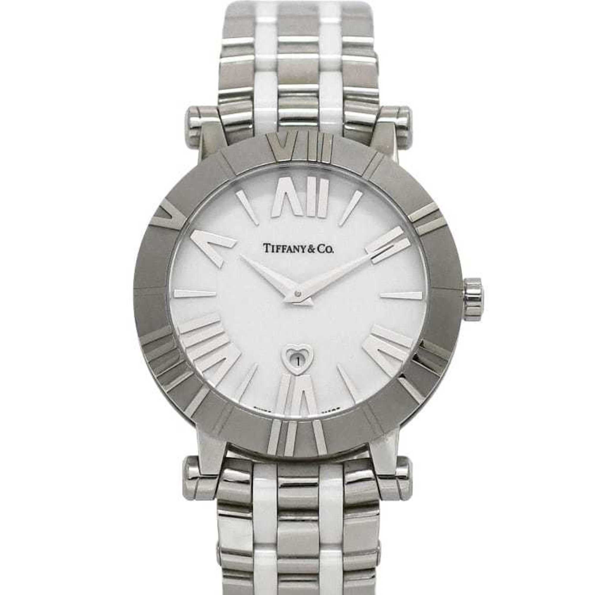 Tiffany & Co. Tiffany Watch Atlas f-21081 White Silver T10019477 36mm Men's SS Ceramic Quartz TIFFANY&Co. Round Heart Dial Battery Operated Operation Confirmed Replaced Roman Numerals Size ONE SIZE - 1 Thumbnail