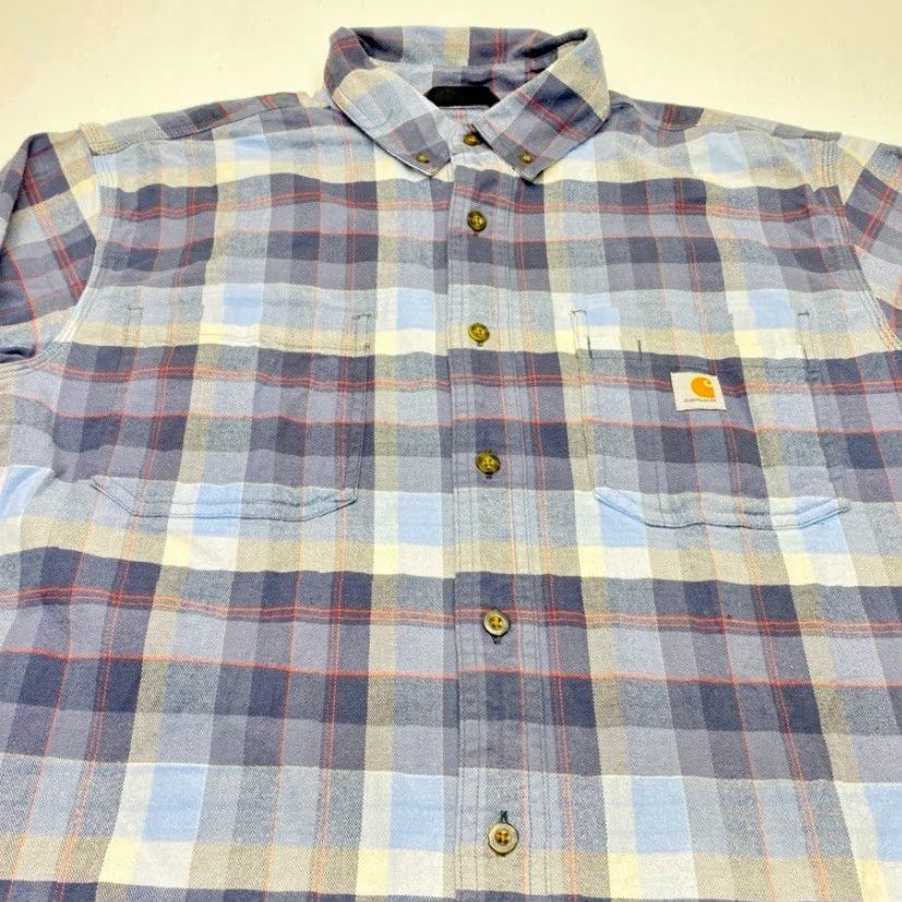 Carhartt Carhartt Flannel Shirt Mens Large Blue Plaid Rugged Flex Work Pockets Size US L / EU 52-54 / 3 - 5 Thumbnail