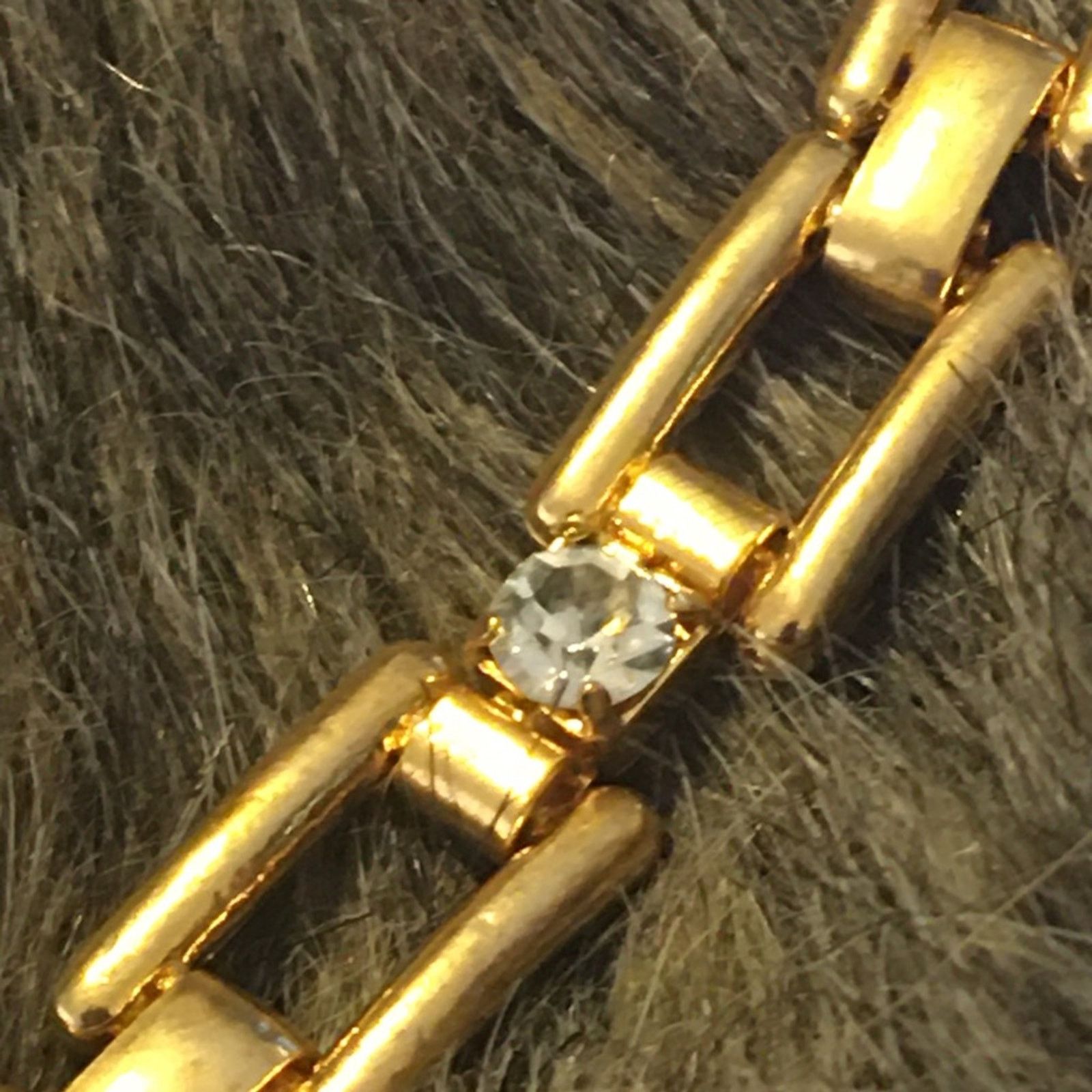 Jewelry Shiny gold link rhinestone accent long necklace Size ONE SIZE - 7 Thumbnail