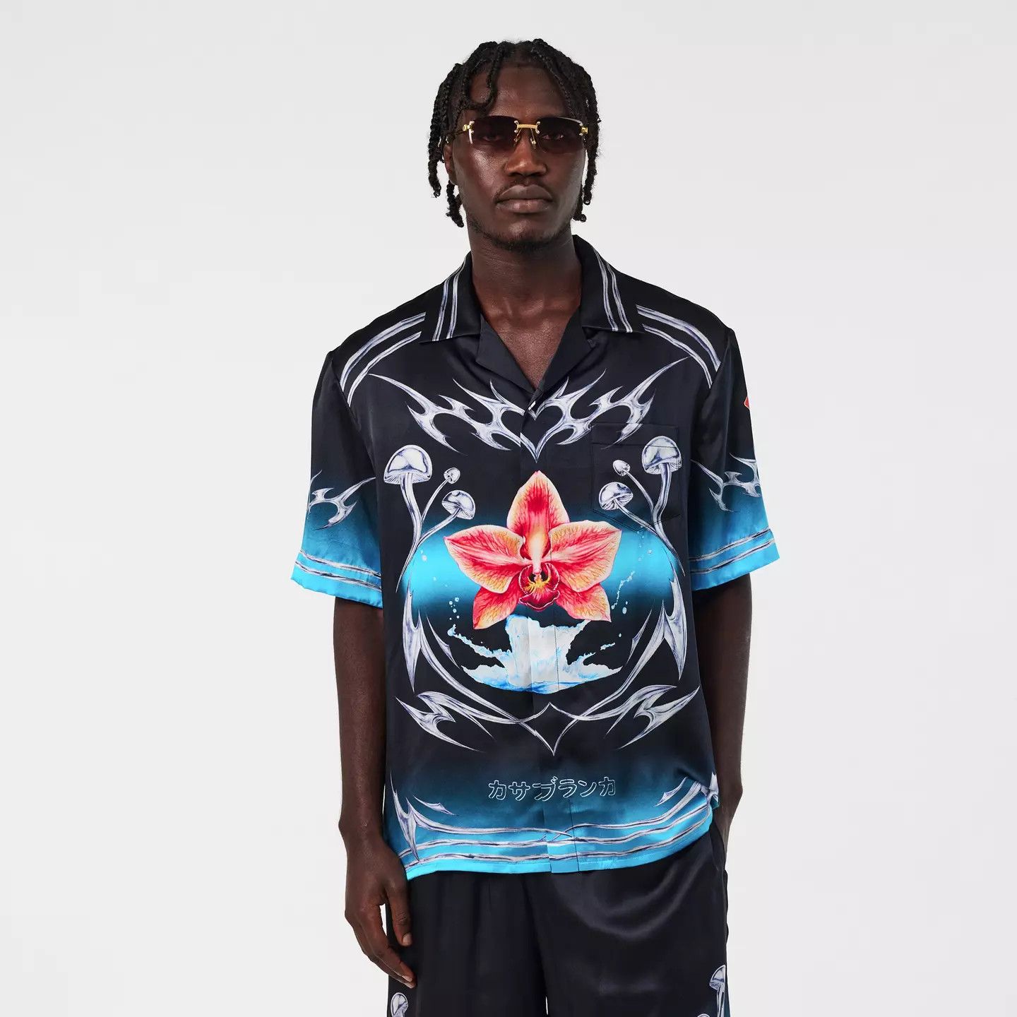 Casablanca o1g2r1mq0426 Blades Short Sleeve Relaxed Fit Bowling Shirt Size US L / EU 52-54 / 3 - 3 Thumbnail