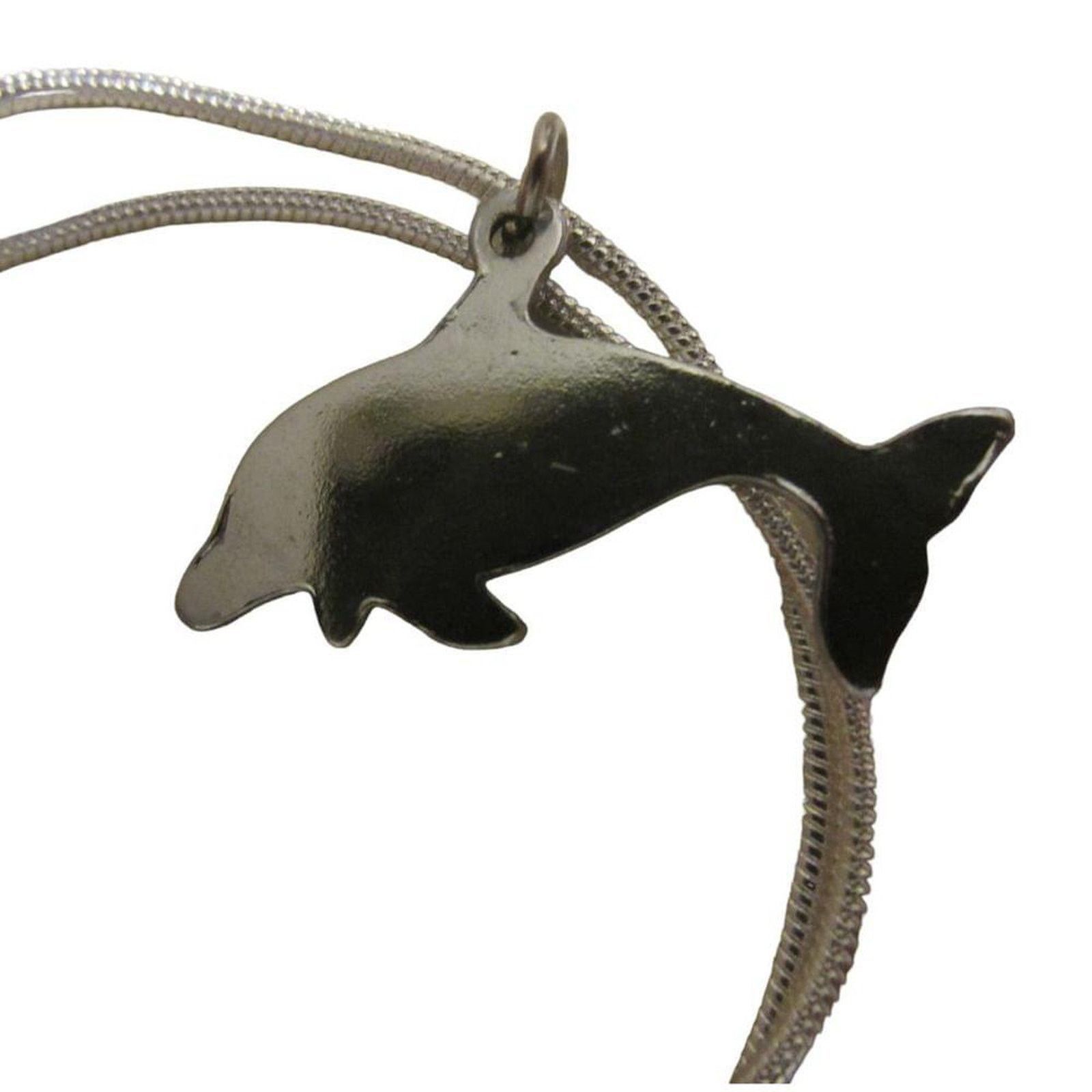 Other Silver Tone Dolphin Necklace Ocean Abalone Pendant Chain Size ONE SIZE - 13 Thumbnail