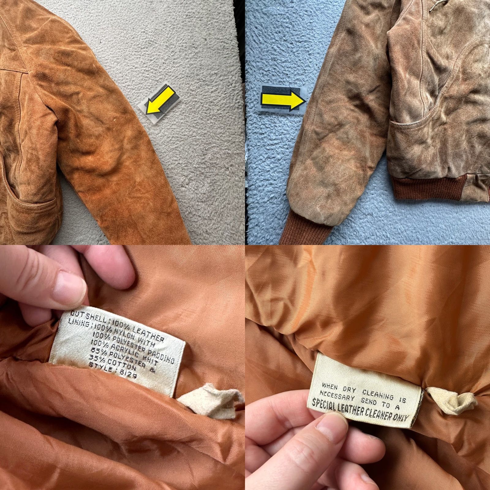 Ben Sherman VINTAGE Bermans Suede Leather Heavy Hooded Jacket Mens L Brown Bomber Jacket Size US L / EU 52-54 / 3 - 9 Thumbnail