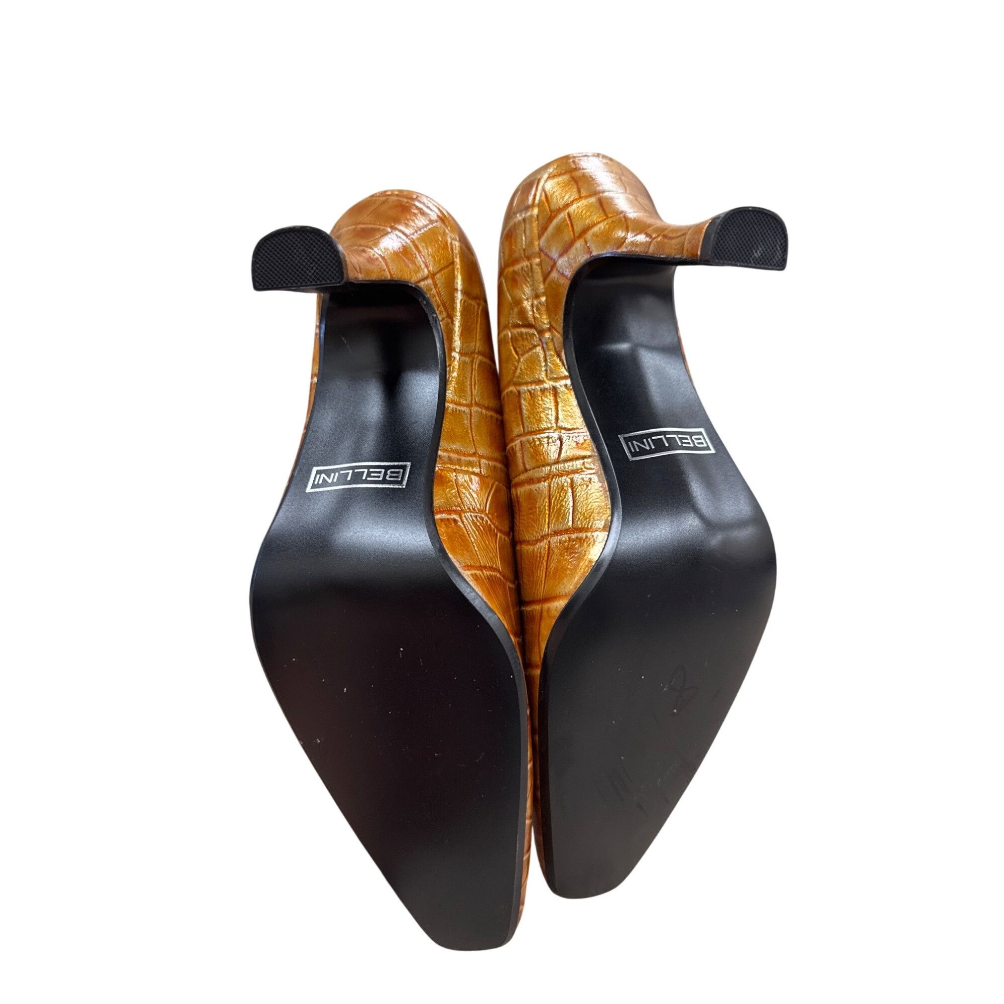 Designer Bellini Coiette womens leather Gold 4inch heels 10M SKU 7244 Size US 10 / IT 40 - 10 Thumbnail