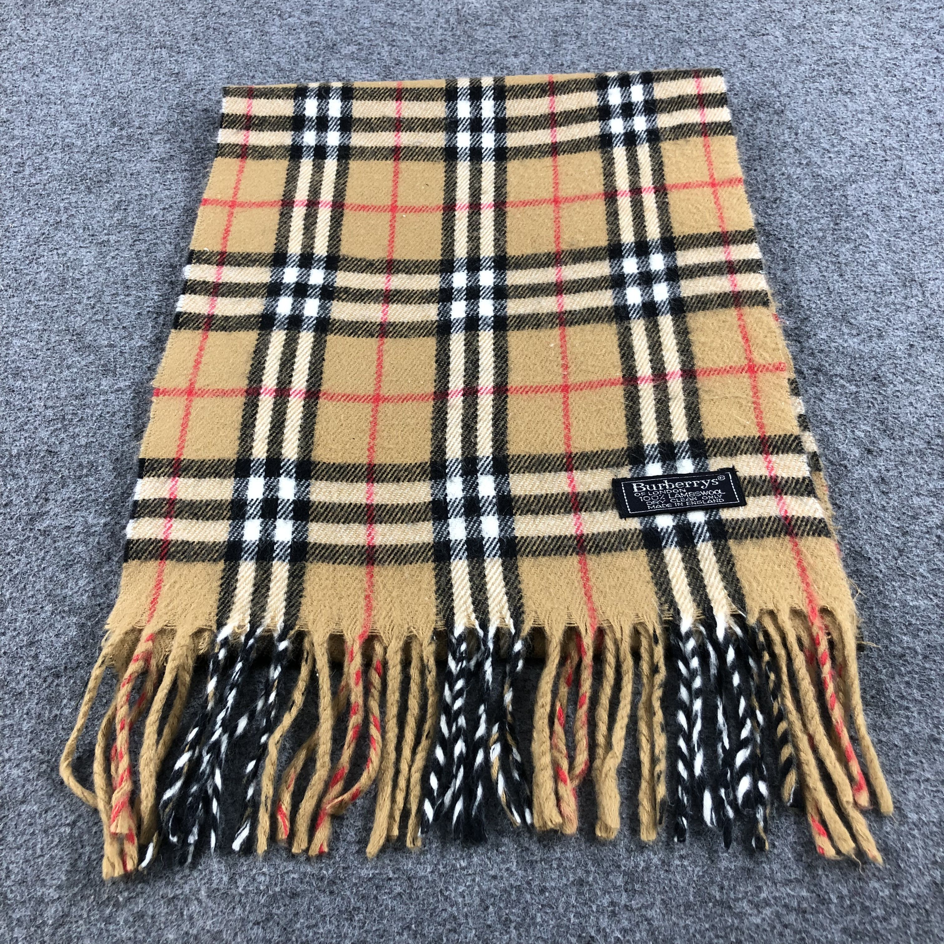 Burberry Burberrys Nova Check Tan Wool Scarf Muffler V678 Size ONE SIZE - 2 Thumbnail