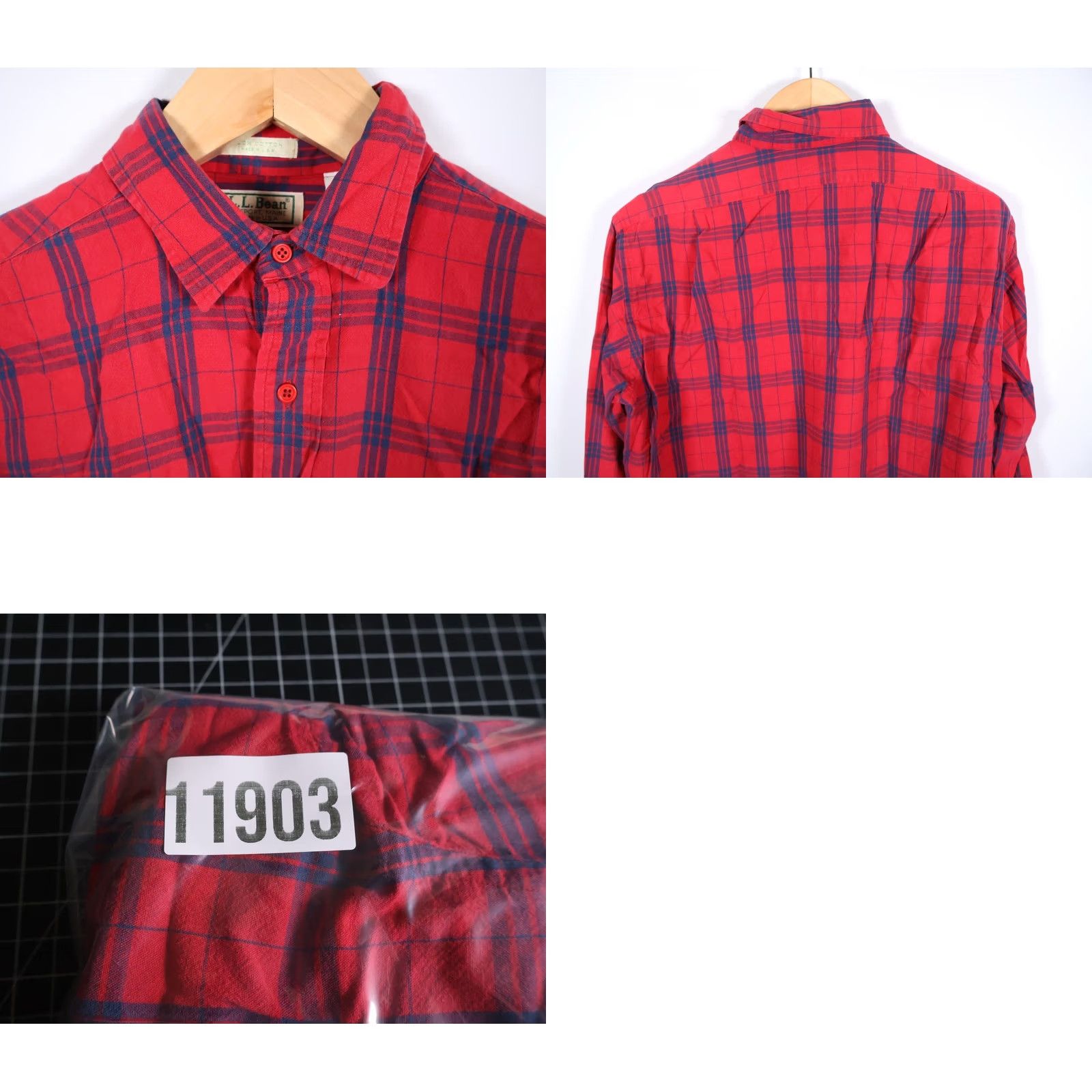 Vintage VINTAGE 80s L.L. Bean Shirt Men's Large Red Blue Check Long Sleeve Button Up USA Made Size US L / EU 52-54 / 3 - 9 Thumbnail