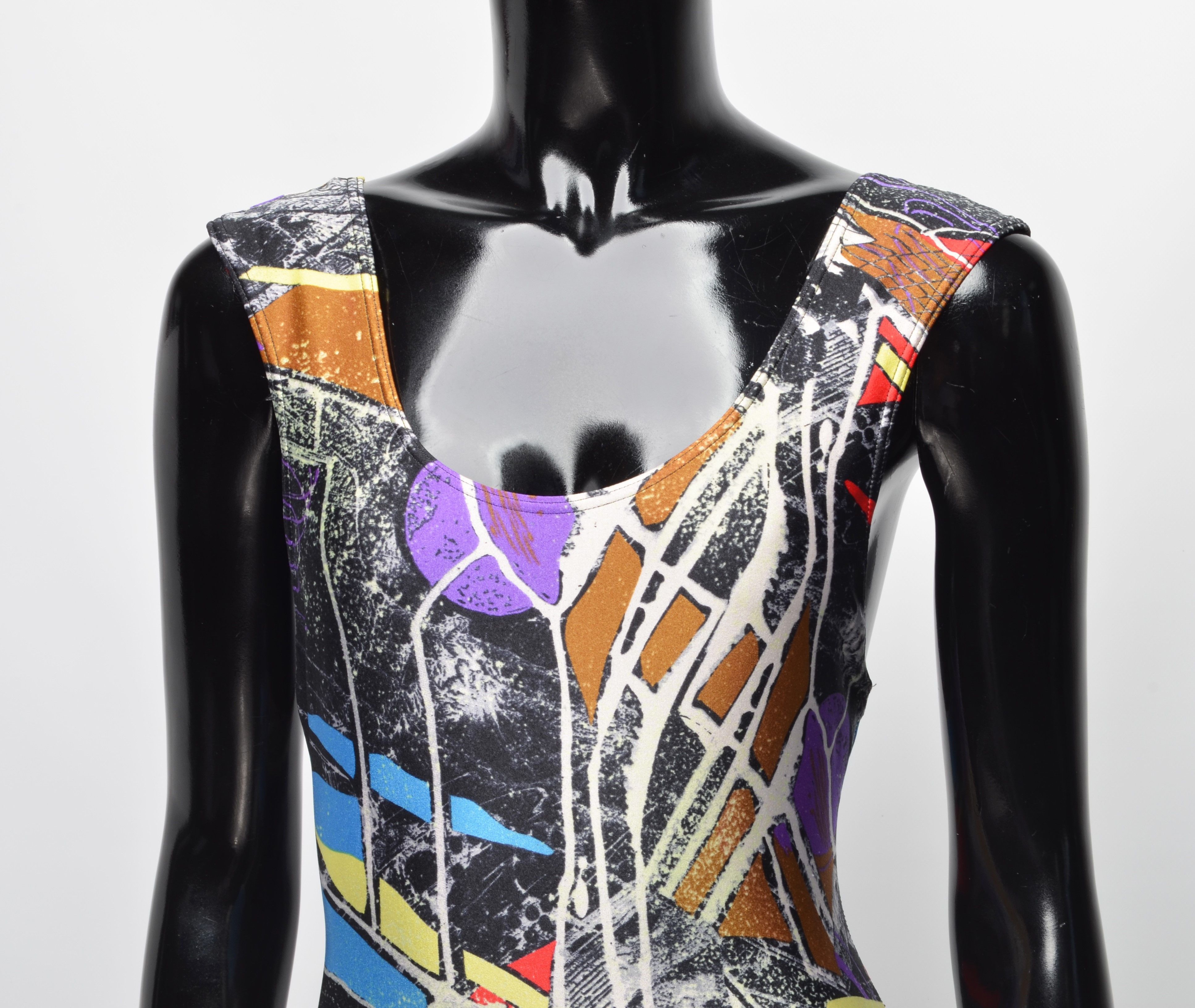 Adidas × Vintage Vintage 80's Adidas Art Printed Swimsuit Size ONE SIZE - 2 Thumbnail