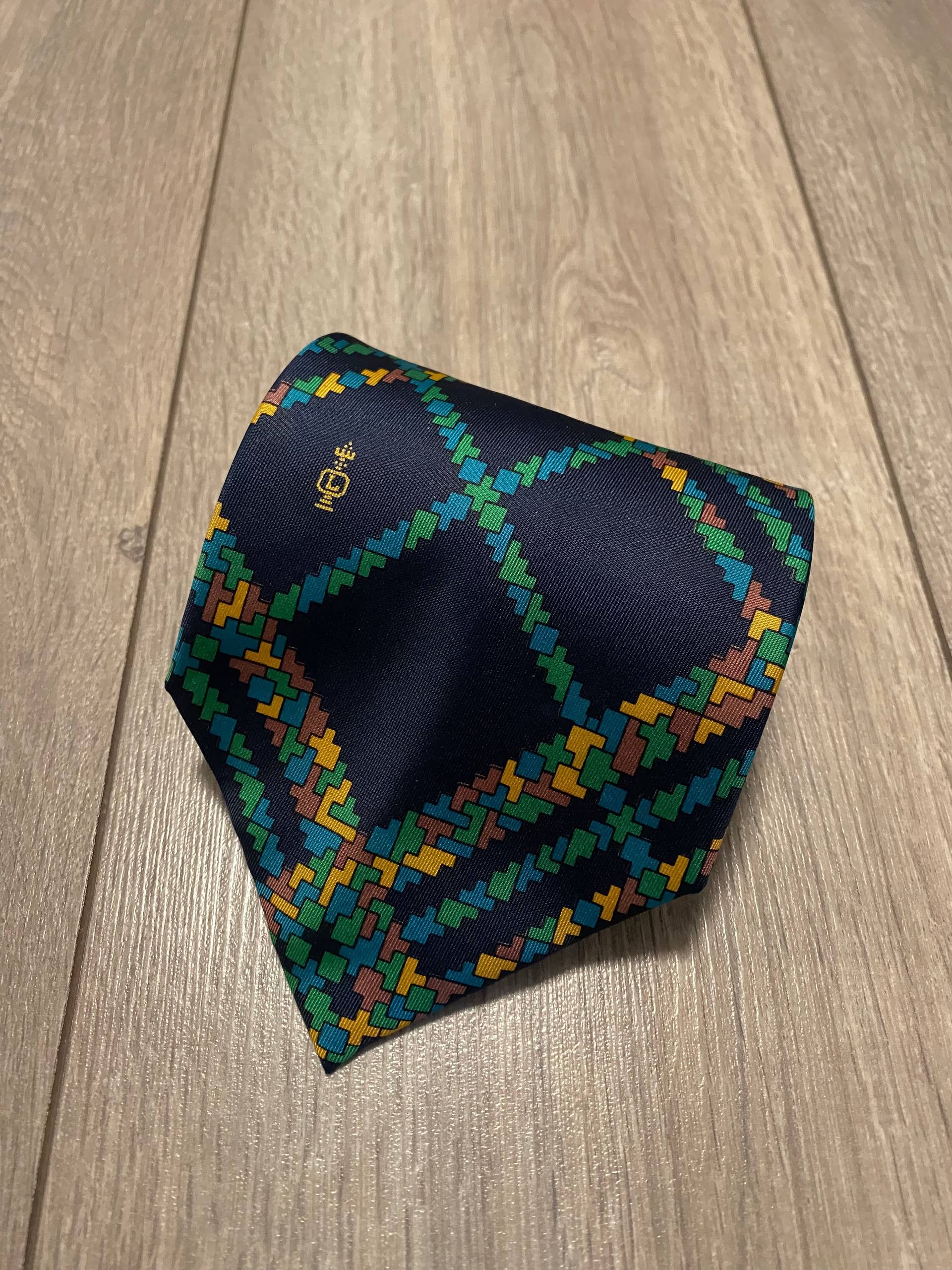 Lanvin Lanvin Paris Tie Mosaic Rhombus Stripes Monogram 100% Silk Size ONE SIZE - 1 Thumbnail