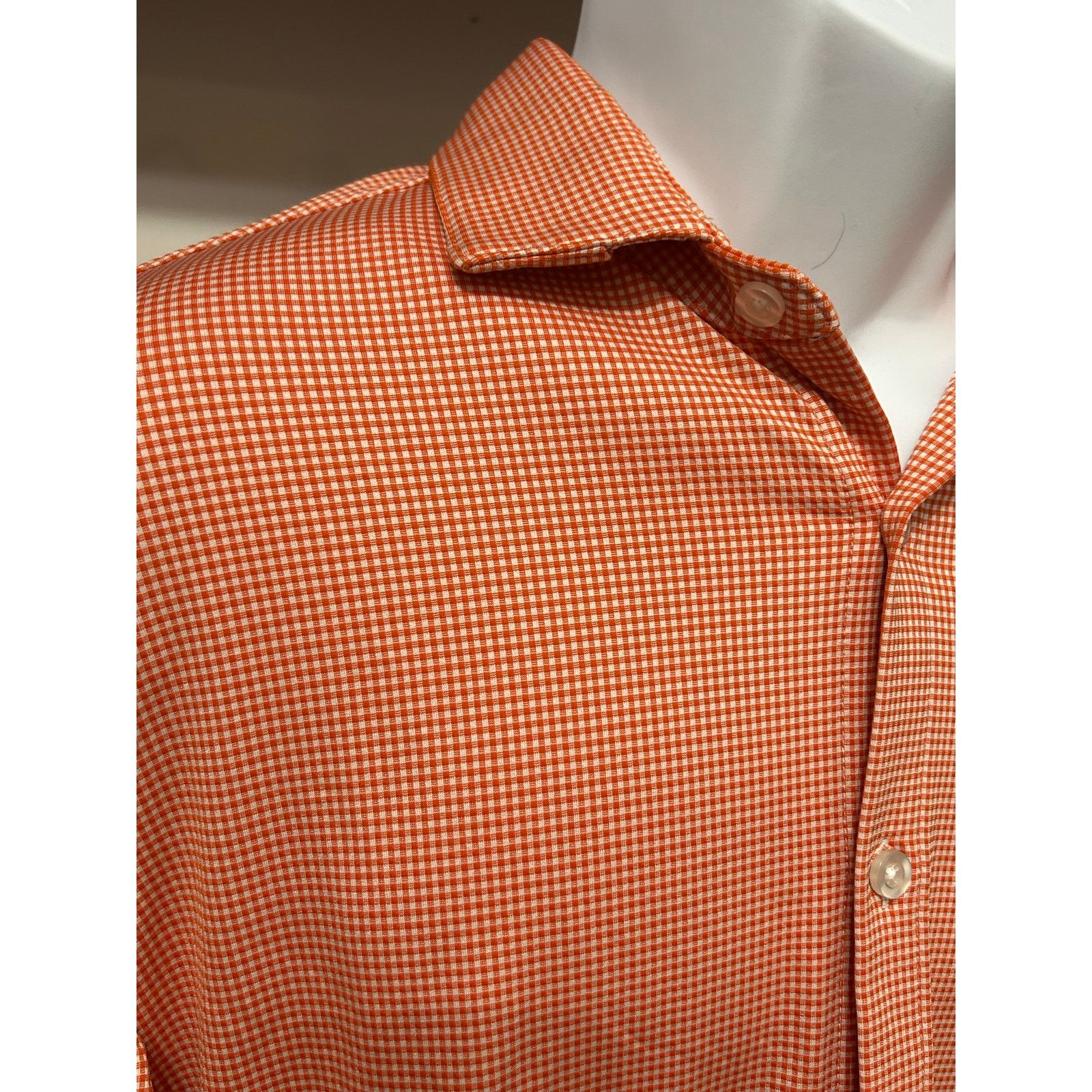 Mizzen+Main Mizzen+Main Trim Fit Orange Check Dress Shirt Mens Large USA Size US L / EU 52-54 / 3 - 6 Thumbnail