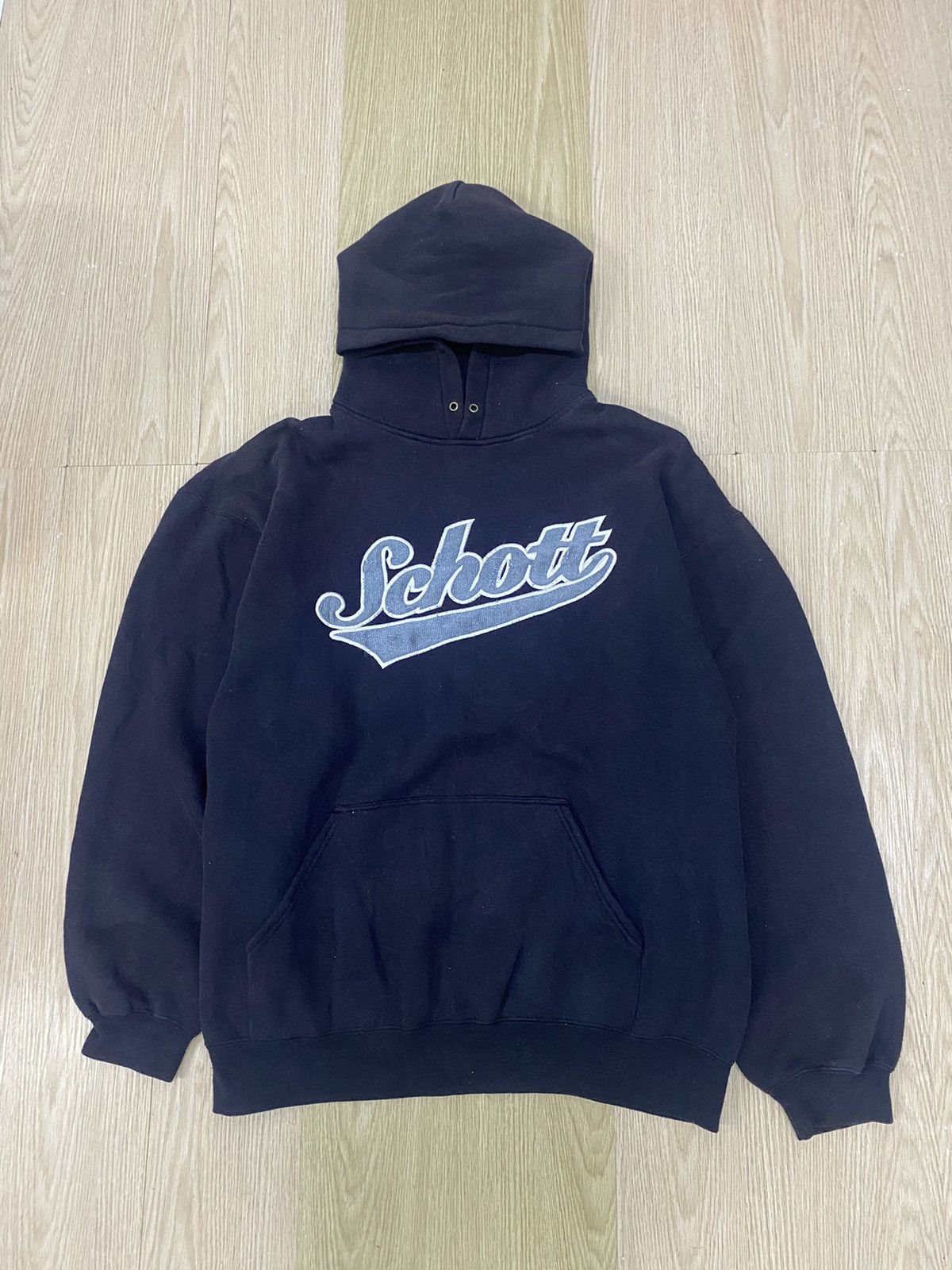 Schott × Vintage Vintage Schott NY embroidered big logo pullover hoodie Size US XL / EU 56 / 4 - 1 Thumbnail