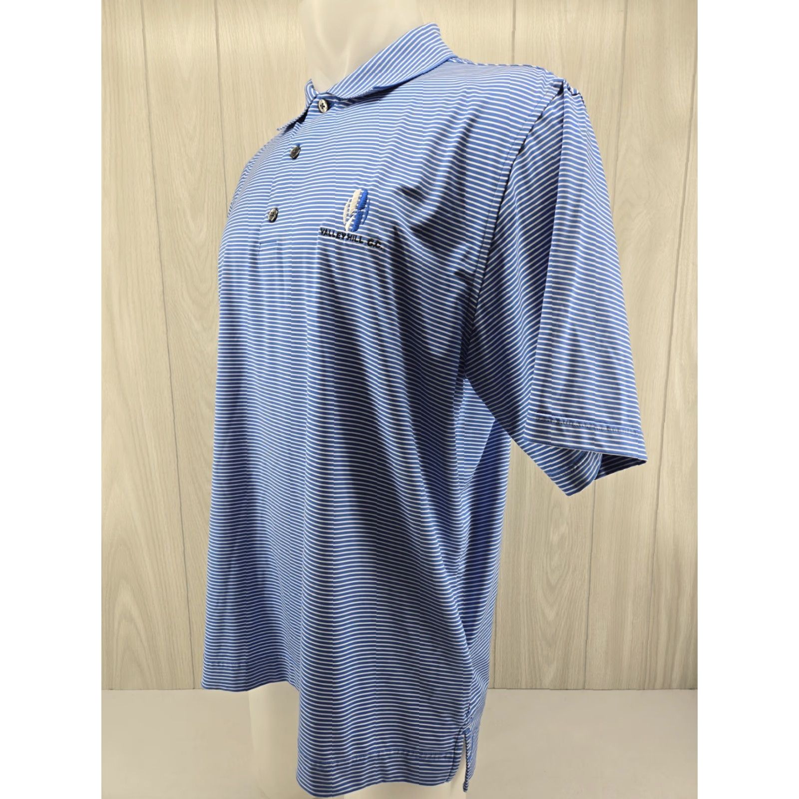 Footjoy FootJoy Polo Shirt Mens L Blue White Striped Short Sleeve Valley Hill C.C Size US L / EU 52-54 / 3 - 3 Thumbnail