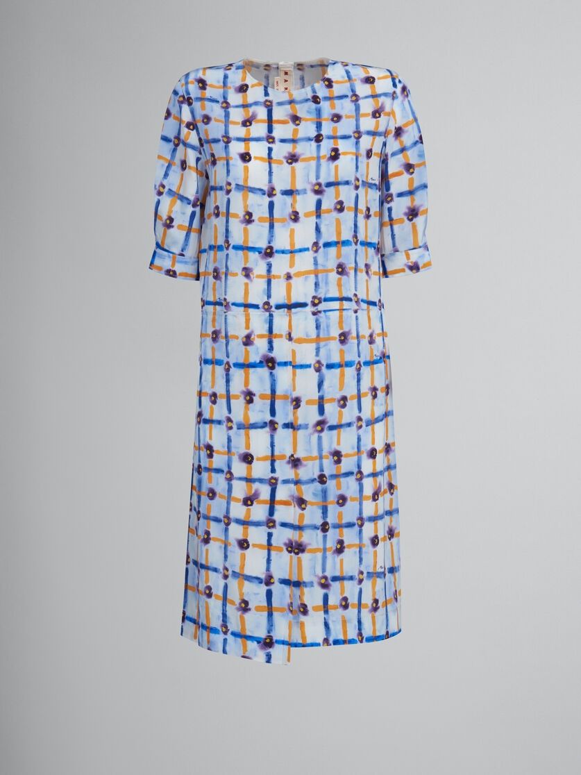 Marni o1w1db10125 Floral Print Asymmetric Midi Dress in Blue Size S / US 4 / IT 40 - 1 Thumbnail