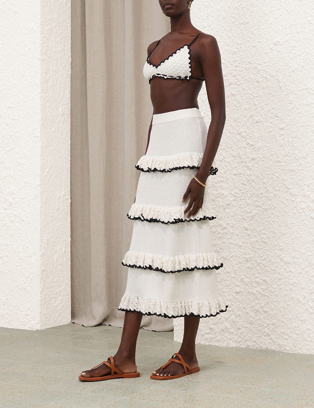 Zimmermann oc11z0625 Halliday Scallop Frill Skirt in White Size 25" / US 0 / IT 36 - 7 Thumbnail