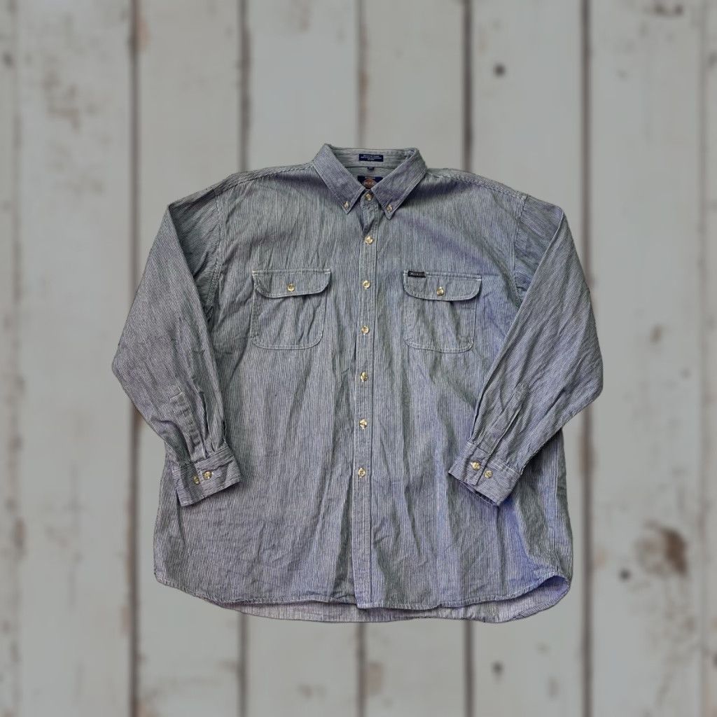 Dickies VINTAGE Dickies Shirt Mens 2XL Blue Striped Denim Western Grunge Punk Shirt Mens 2XL Blue Striped Denim Western Grunge Punk Size US XXL / EU 58 / 5 - 1 Thumbnail